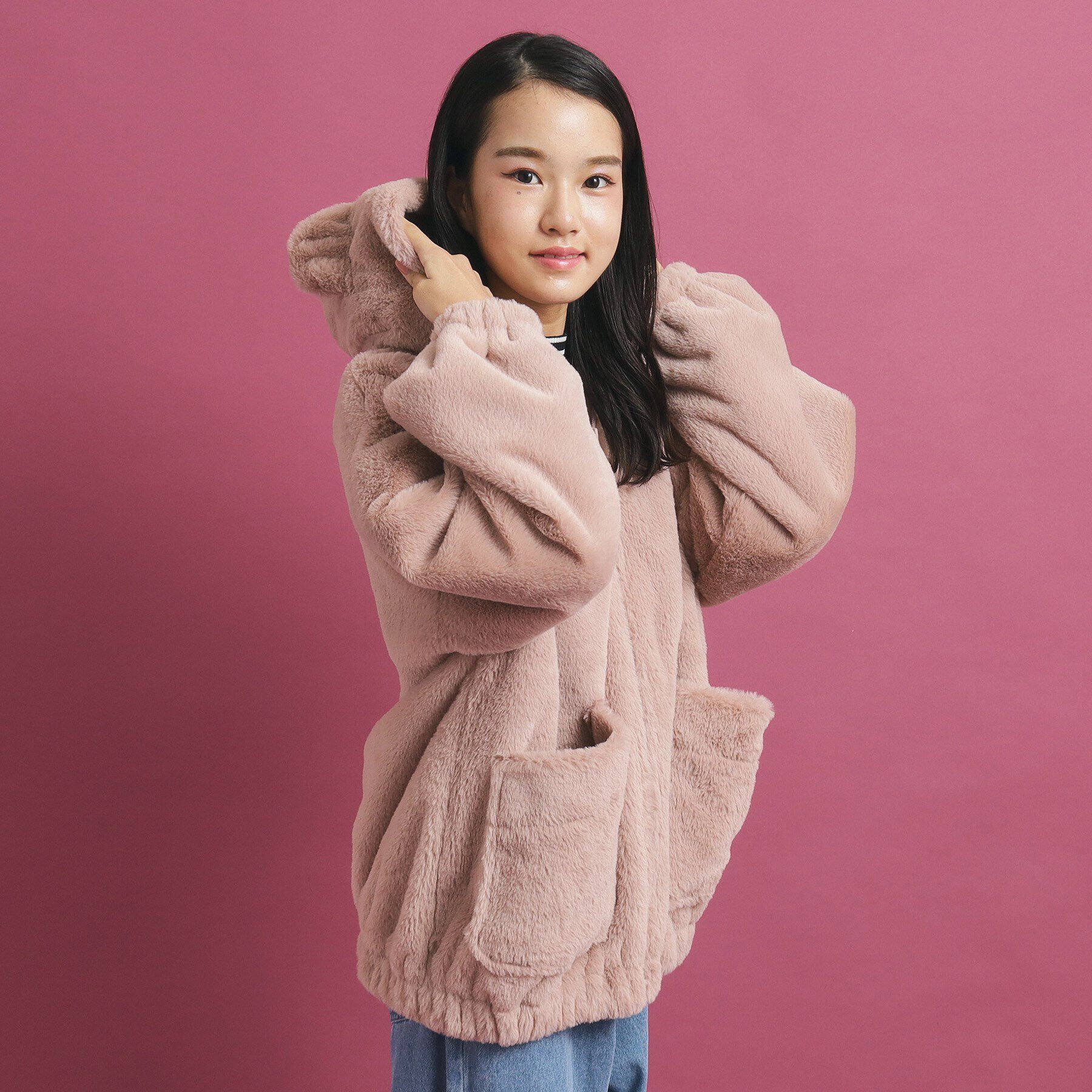 PINK-latte「【大人気/カラー追加あり】もふもふ エコファーブルゾン」|ブルゾン・スタジャン|