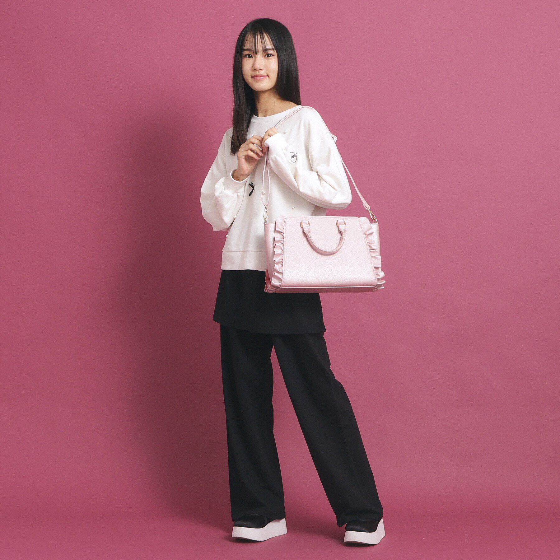 PINK-latte「【推し活】2WAYフリルバッグ」|トートバッグ|