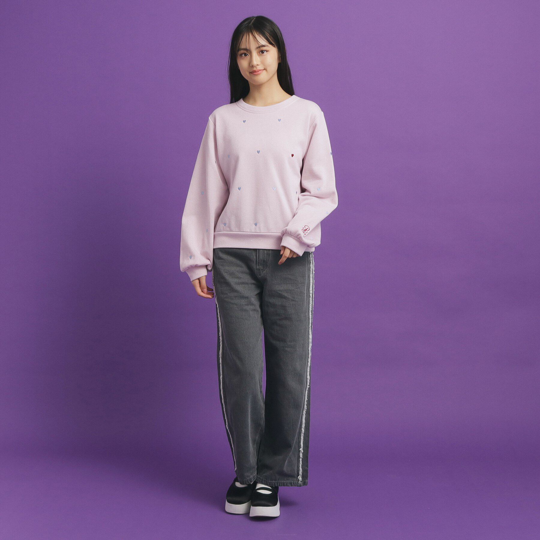 PINK-latte「総 刺繍ラメ裏毛トップス」|その他|