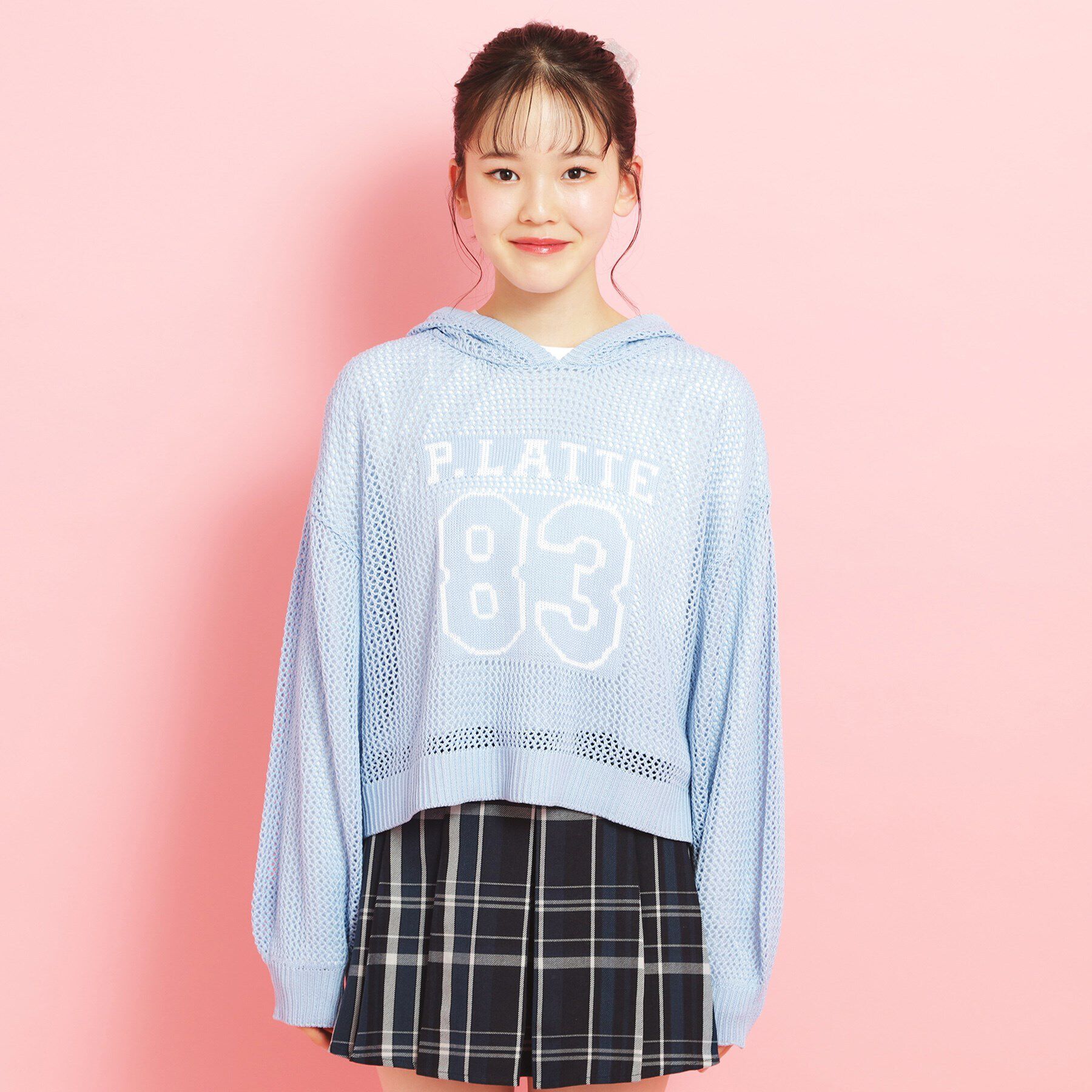 PINK-latte「【セットアイテム】ナンバリングメッシュ＋ロンT」|ニット・セーター|