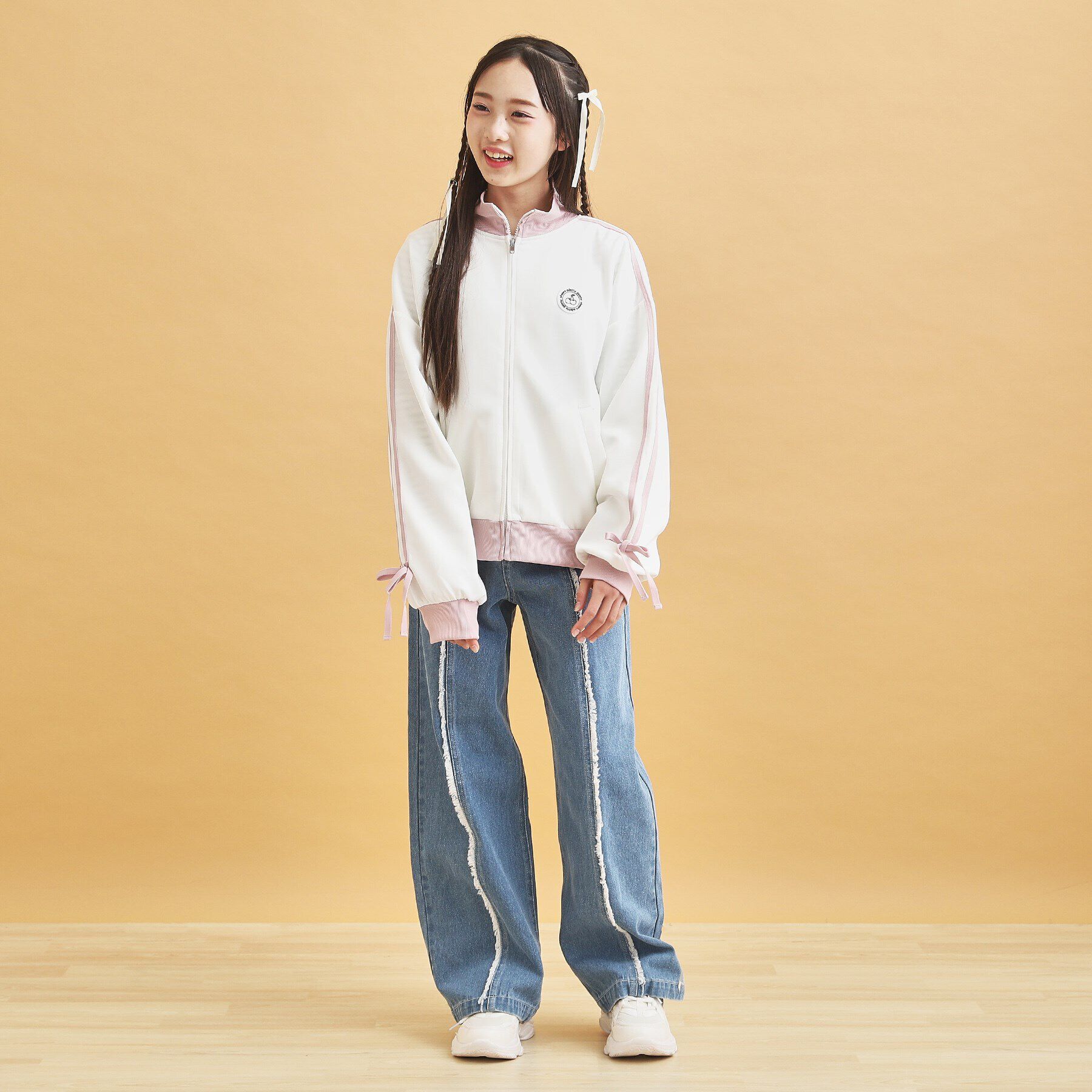 PINK-latte「リボンライントラックジャケット」|ブルゾン・スタジャン|