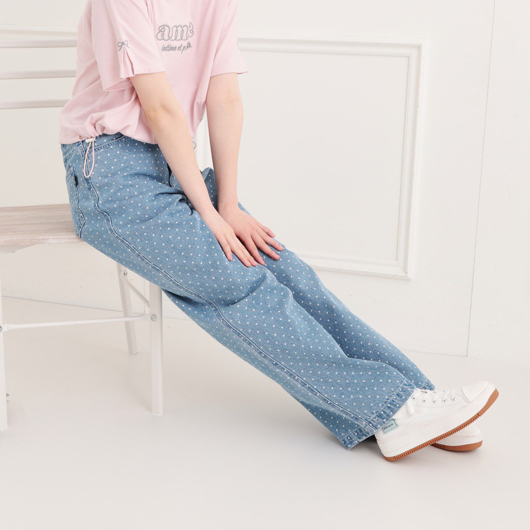 PINK-latte「ドット柄デニムパンツ」|その他|