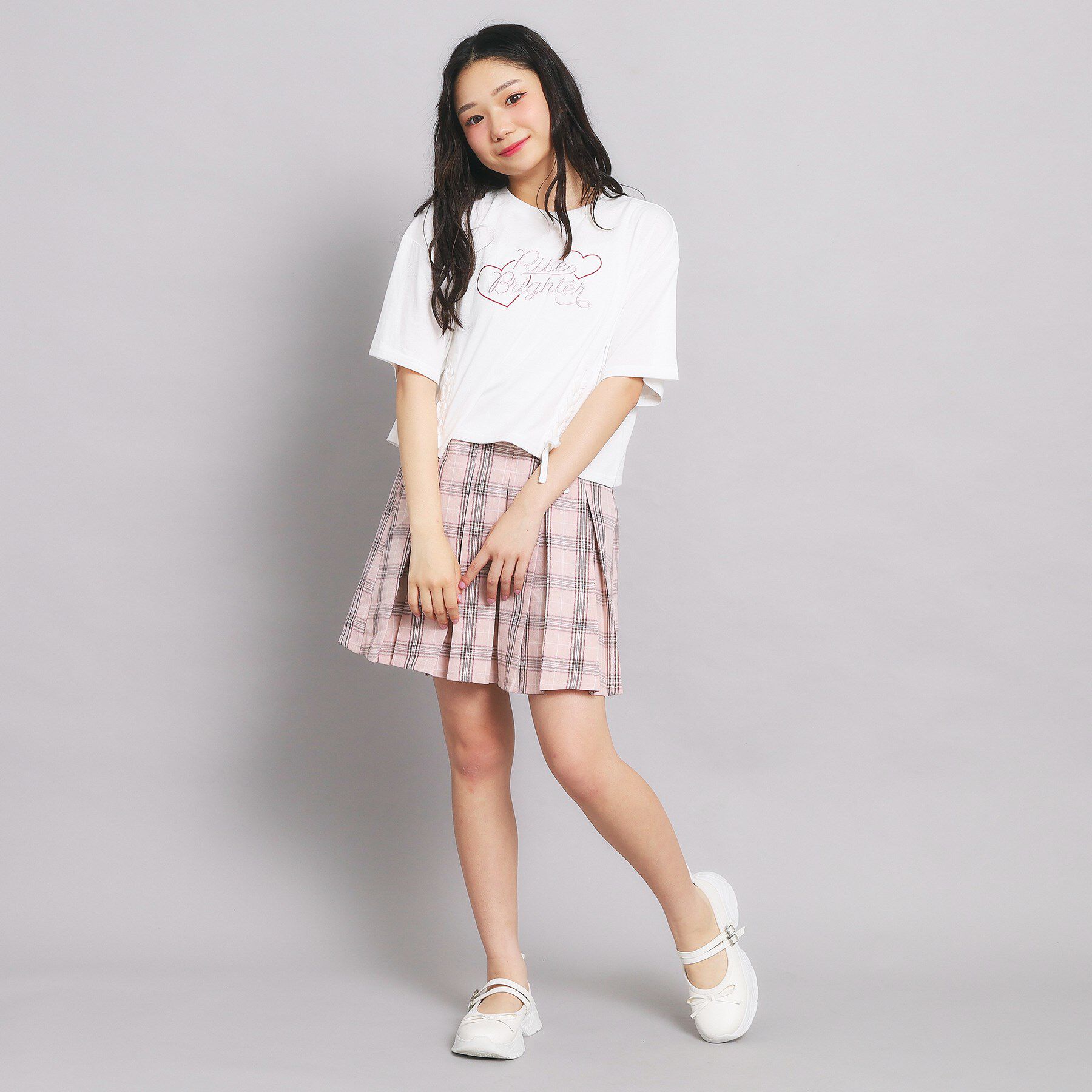 PINK-latte「レースアップTシャツ」|Tシャツ・カットソー|