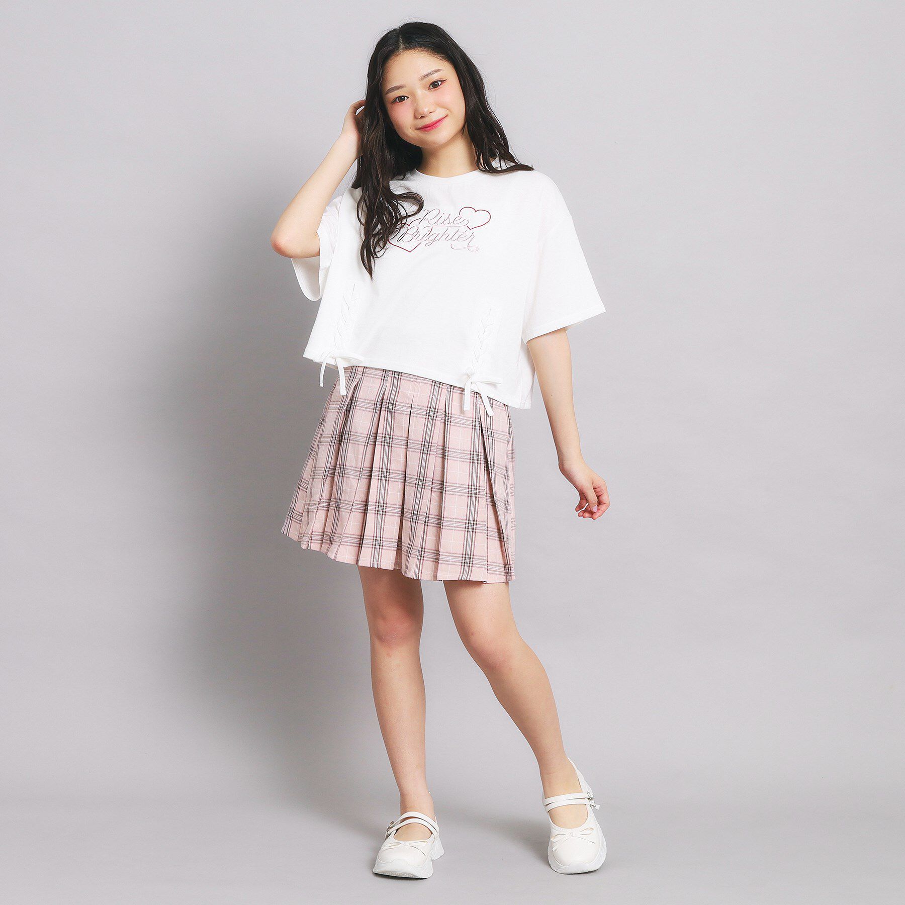 PINK-latte「レースアップTシャツ」|Tシャツ・カットソー|