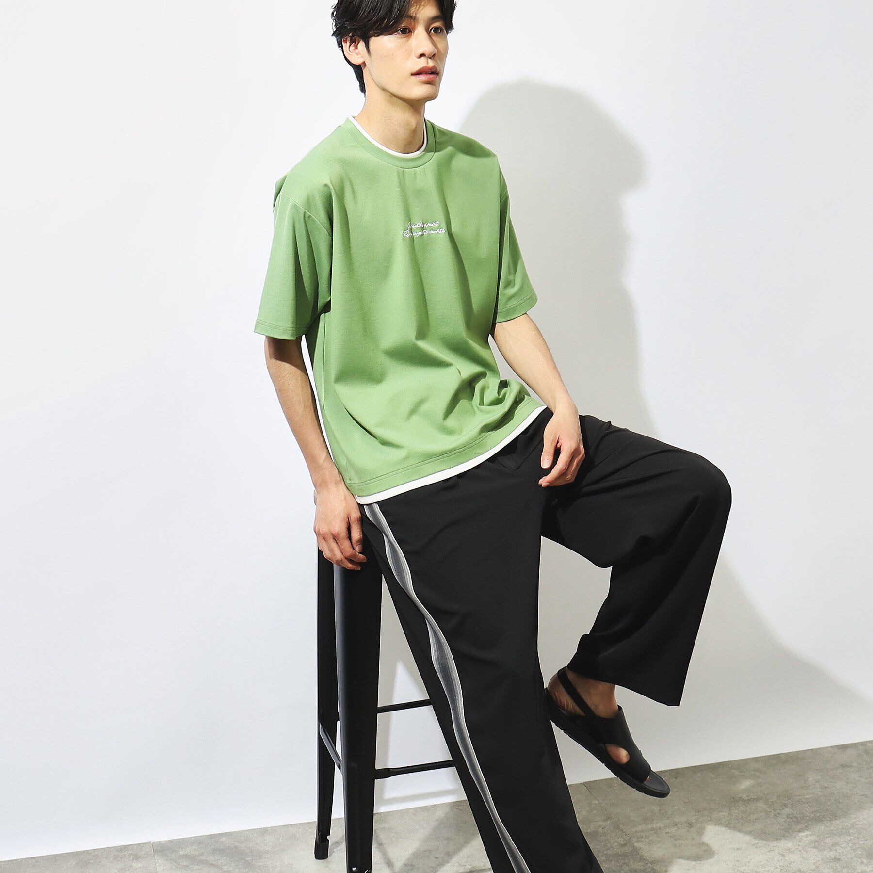 THE SHOP TK「【接触冷感】ポンチフェイクレイヤードTシャツ」|Tシャツ・カットソー|