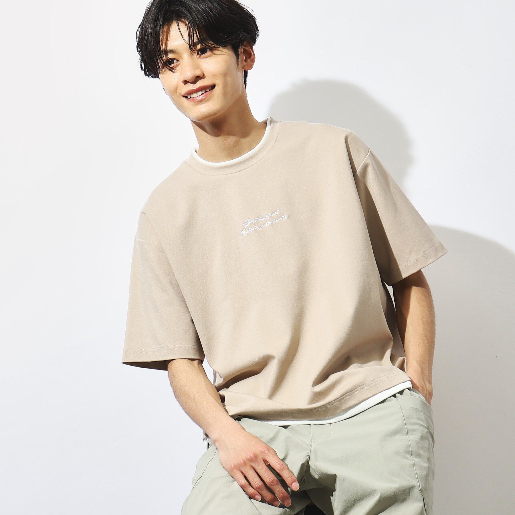 THE SHOP TK「【接触冷感】ポンチフェイクレイヤードTシャツ」|Tシャツ・カットソー|