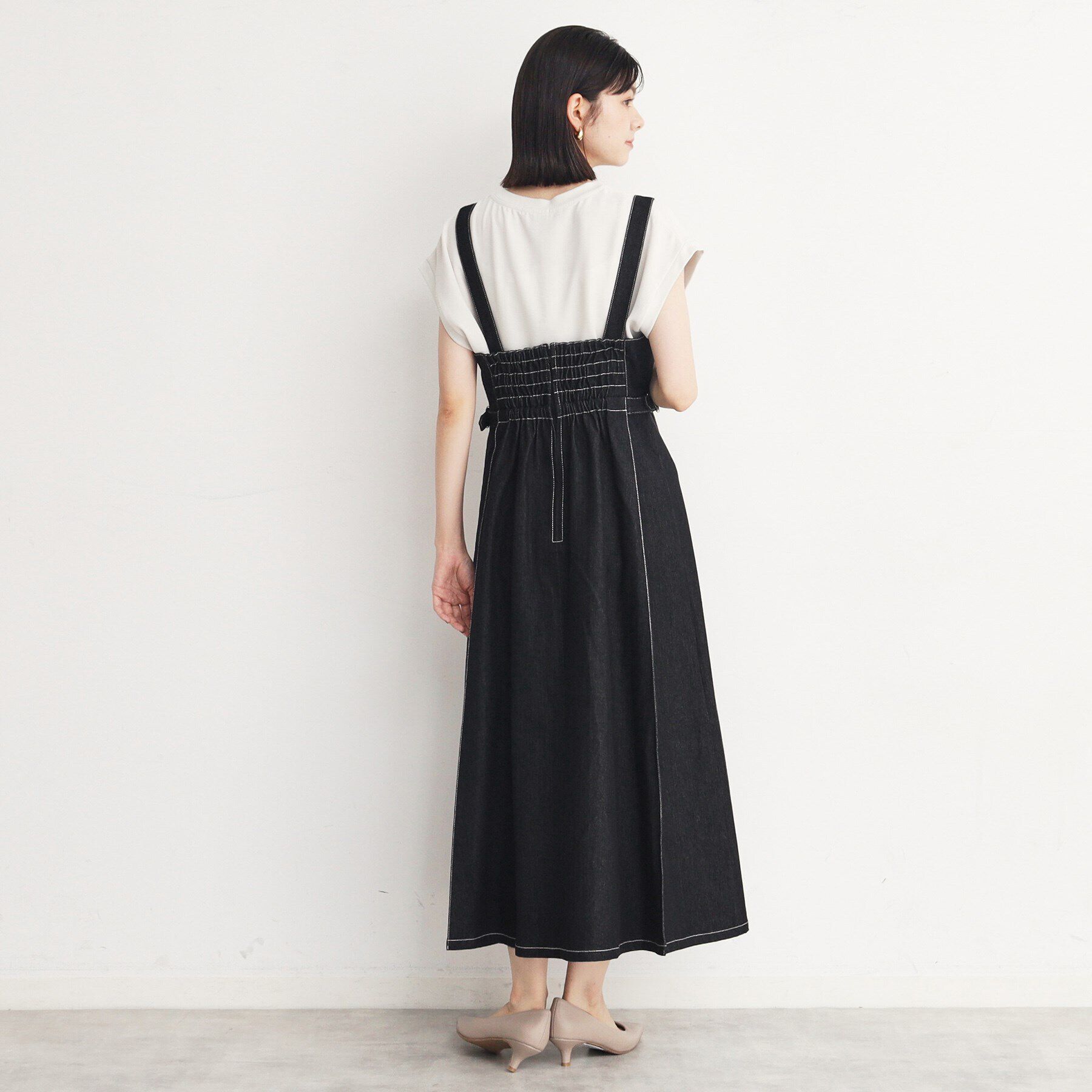 THE SHOP TK「デニムステッチジャンスカ/親子リンク」|ワンピース|