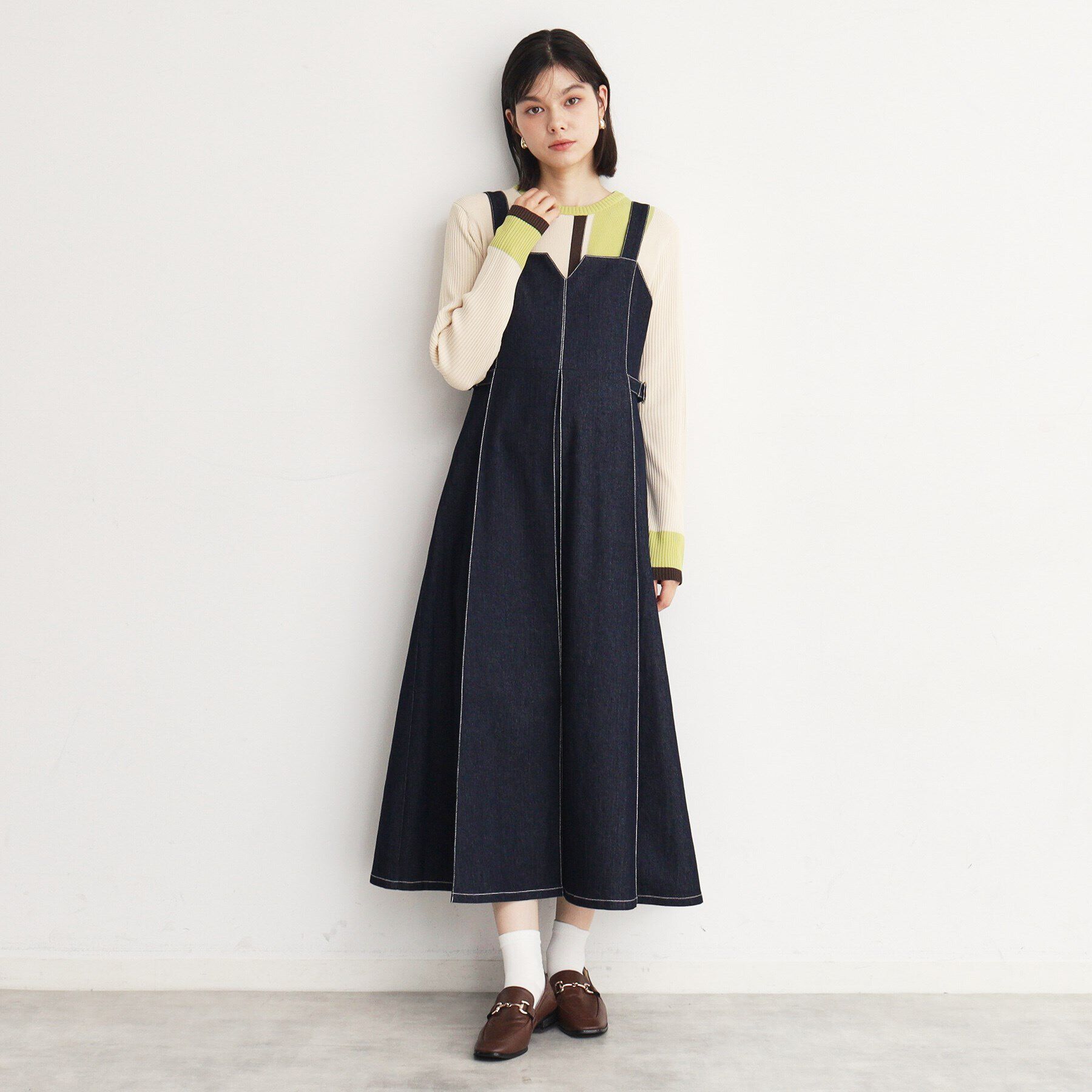 THE SHOP TK「デニムステッチジャンスカ/親子リンク」|ワンピース|