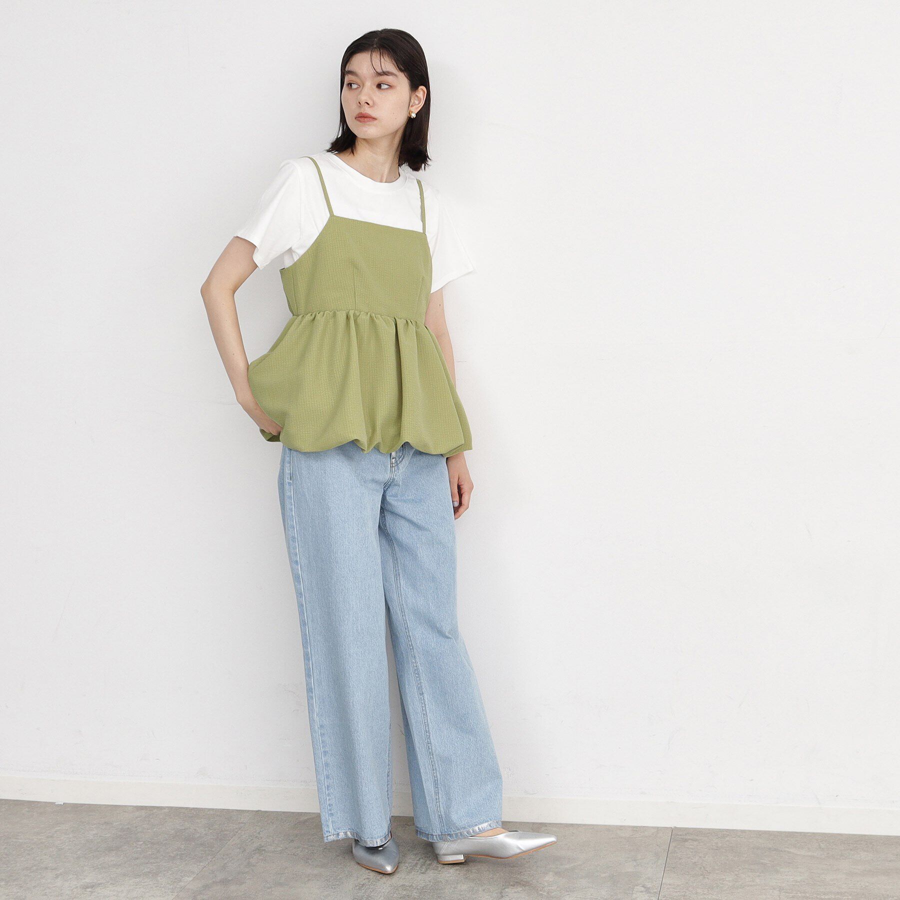 THE SHOP TK「【ヒルナンデス！で紹介】【2点セット】バルーンキャミ&times;Tシャツ/洗える」|その他|