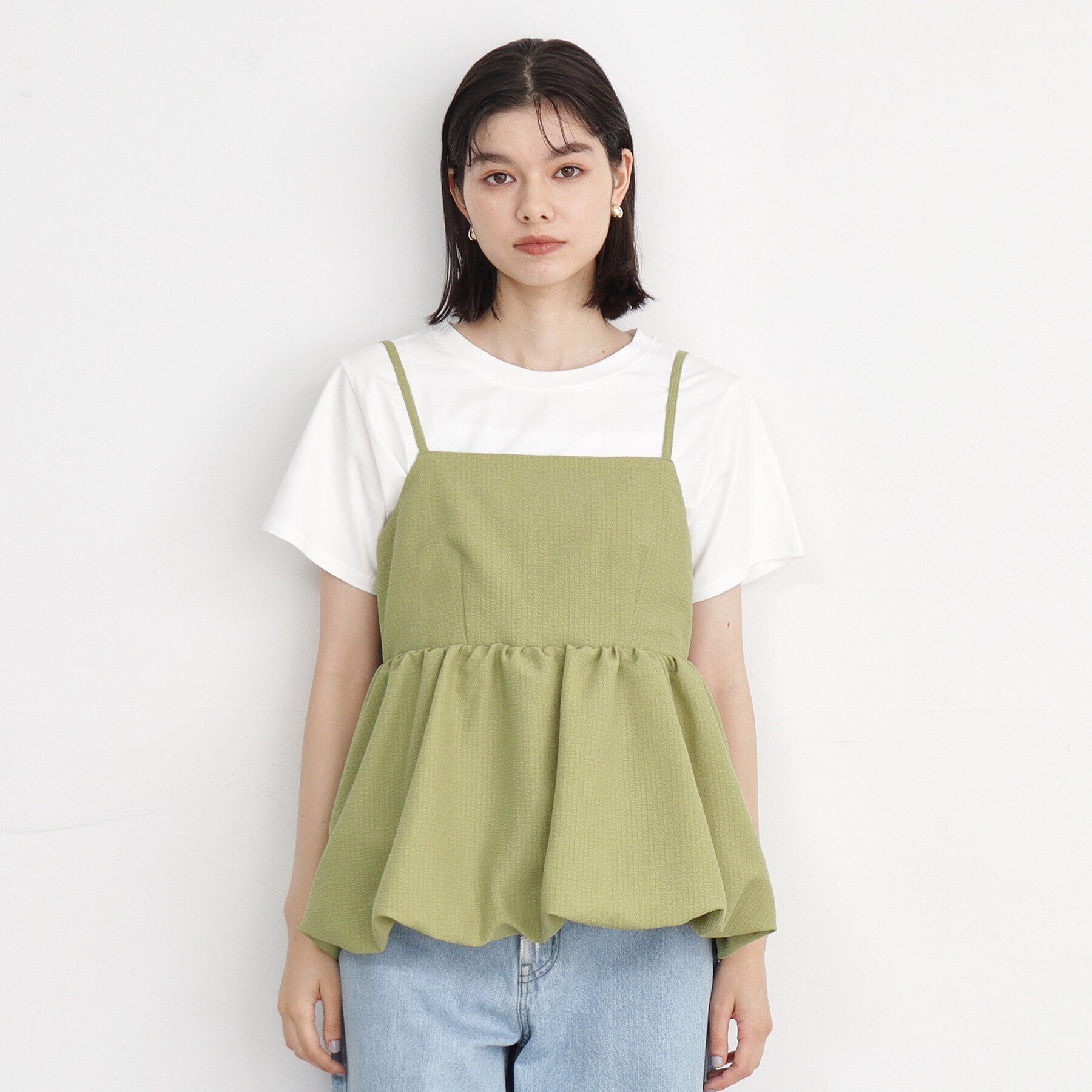 THE SHOP TK「【ヒルナンデス！で紹介】【2点セット】バルーンキャミ&times;Tシャツ/洗える」|その他|