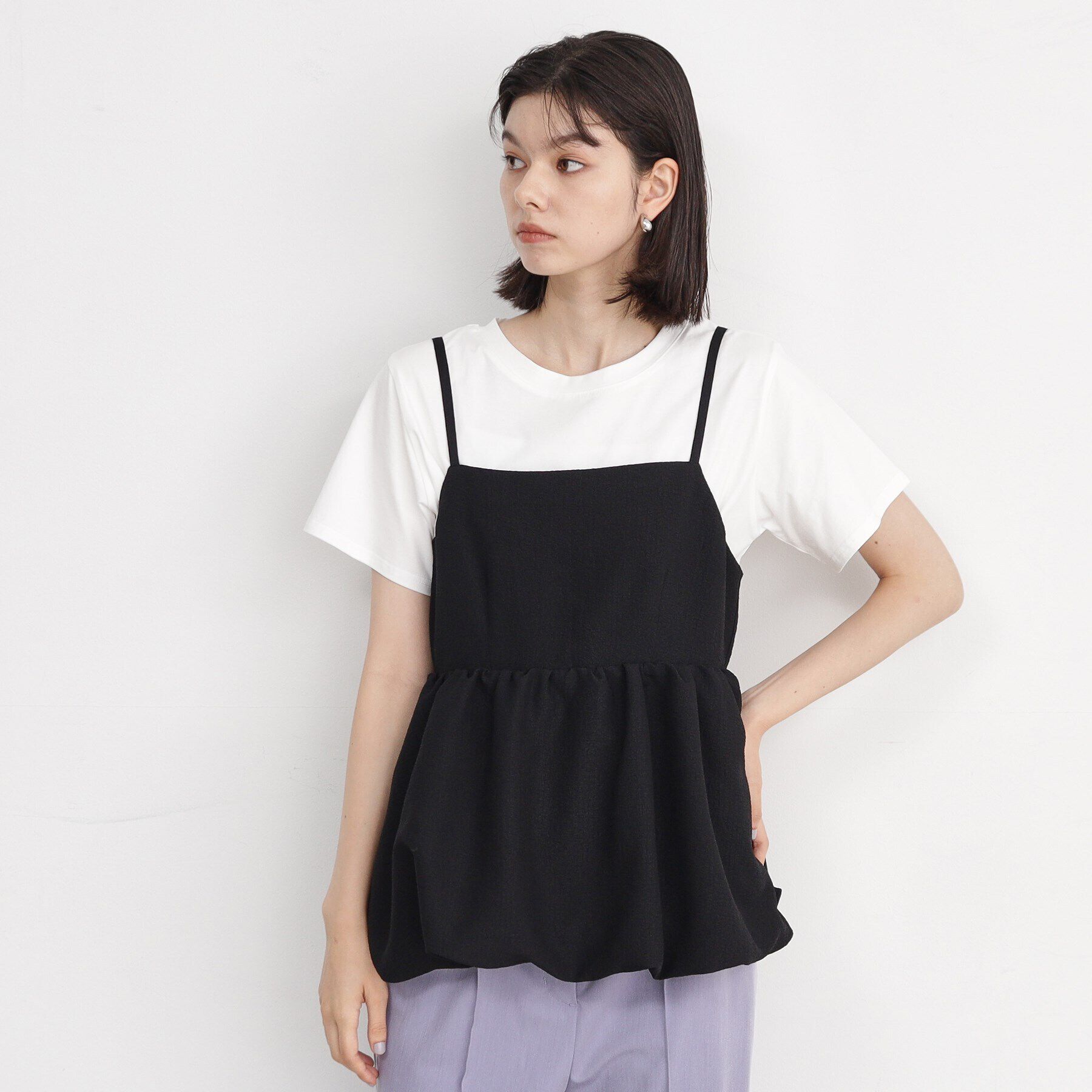 THE SHOP TK「【ヒルナンデス！で紹介】【2点セット】バルーンキャミ&times;Tシャツ/洗える」|その他|