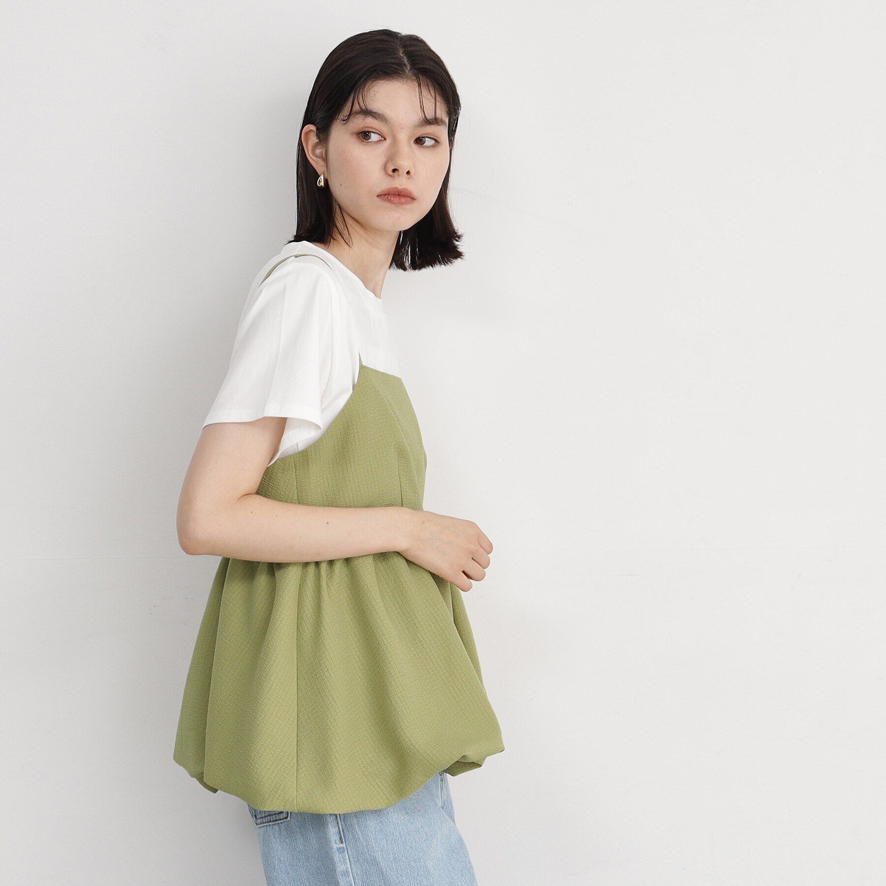 THE SHOP TK「【ヒルナンデス！で紹介】【2点セット】バルーンキャミ&times;Tシャツ/洗える」|その他|