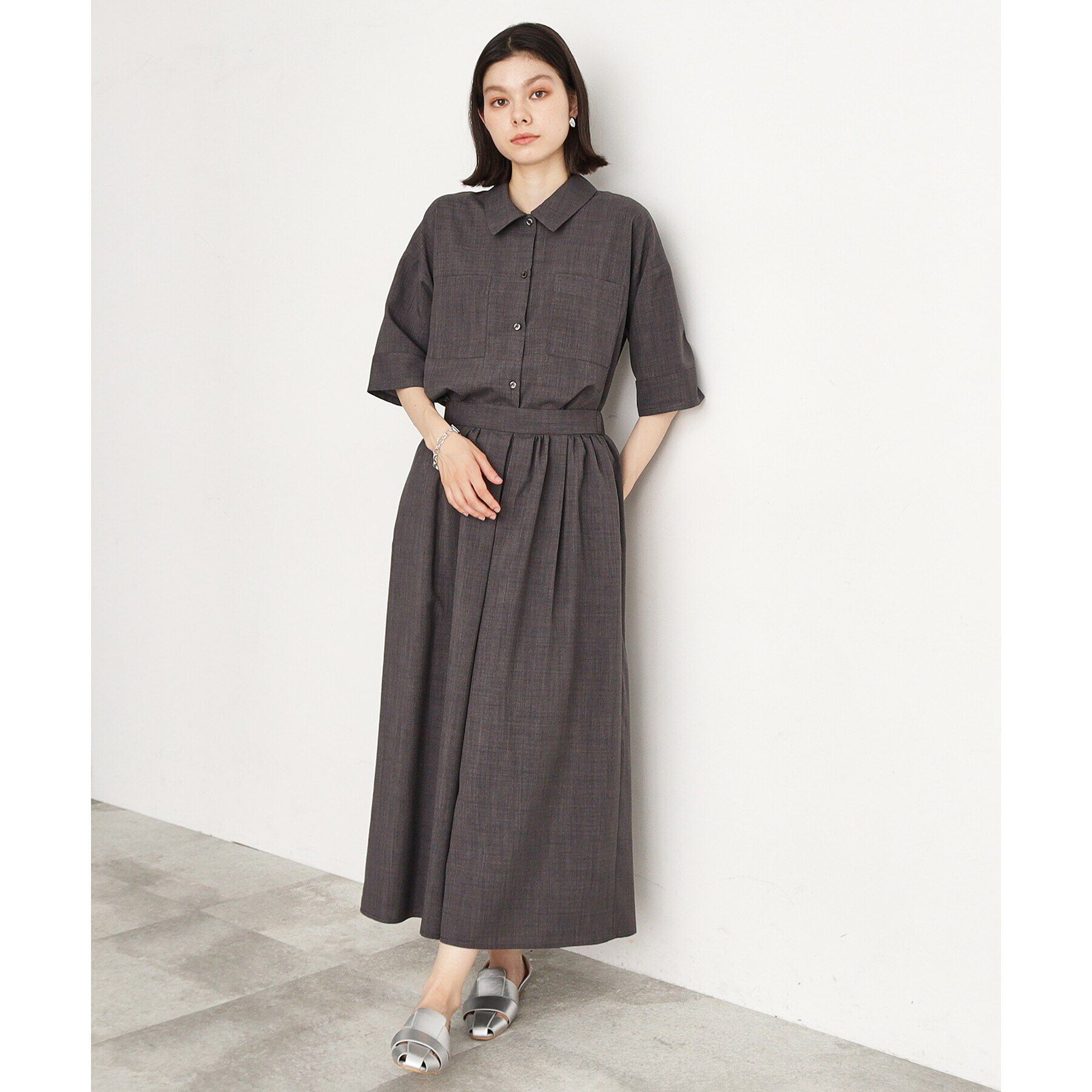 THE SHOP TK「【ワンピ―ス風/スタイルUP】シャツ&times;パンツセットアップ/洗濯機OK」|スーツ|