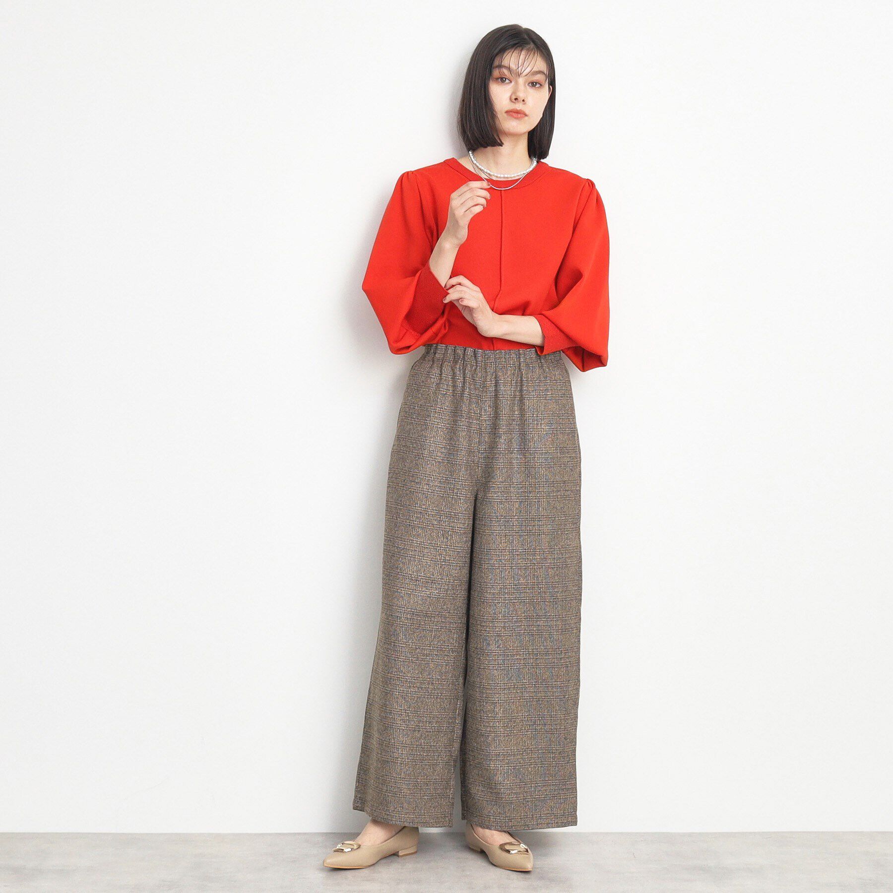 THE SHOP TK「【すっきりシルエット】グレンチェックワイドパンツ/洗える」|その他|