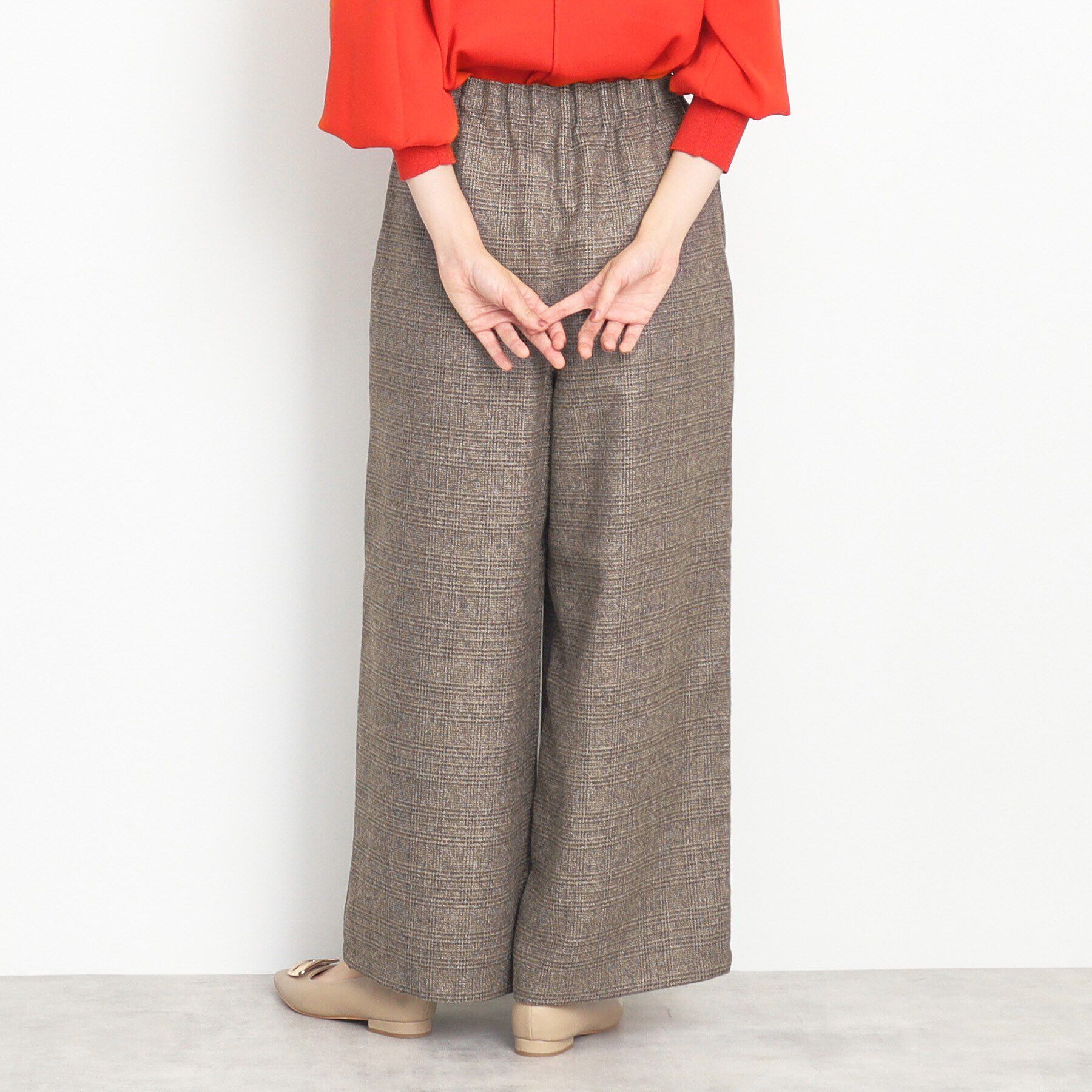 THE SHOP TK「【すっきりシルエット】グレンチェックワイドパンツ/洗える」|その他|