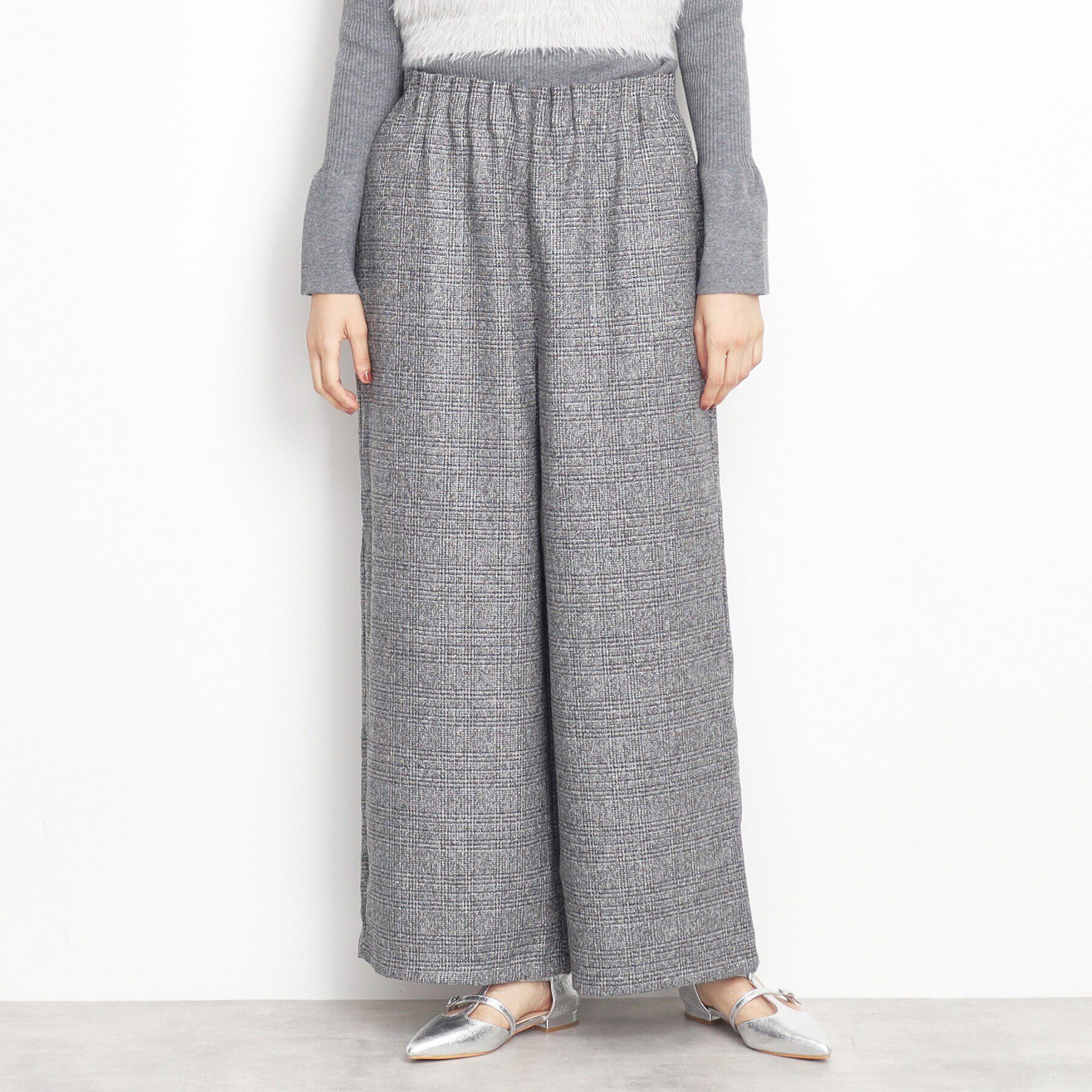 THE SHOP TK「【すっきりシルエット】グレンチェックワイドパンツ/洗える」|その他|