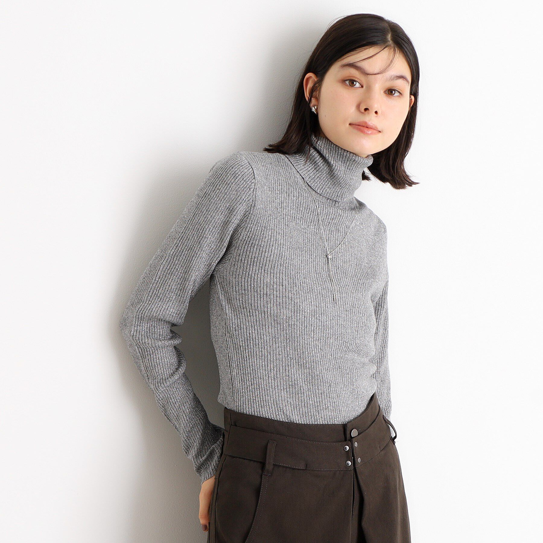 THE SHOP TK「【＠BAILA掲載】リブタートル/選べる8種類アソート8/洗える」|ニット・セーター|ラメ&times;グレー(412