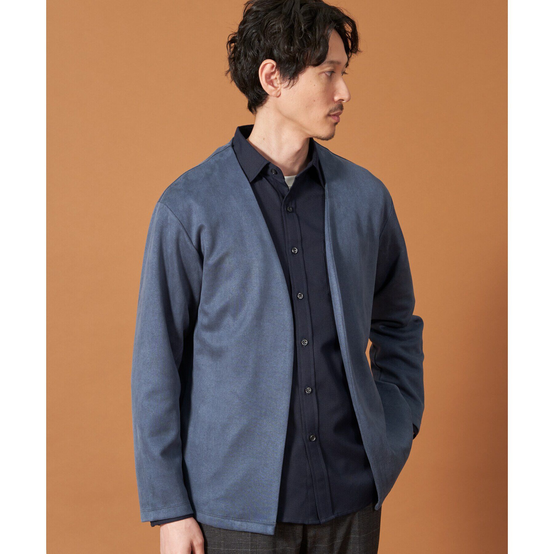 THE SHOP TK「杢スウェードタッチカーディガン」|カーディガン|