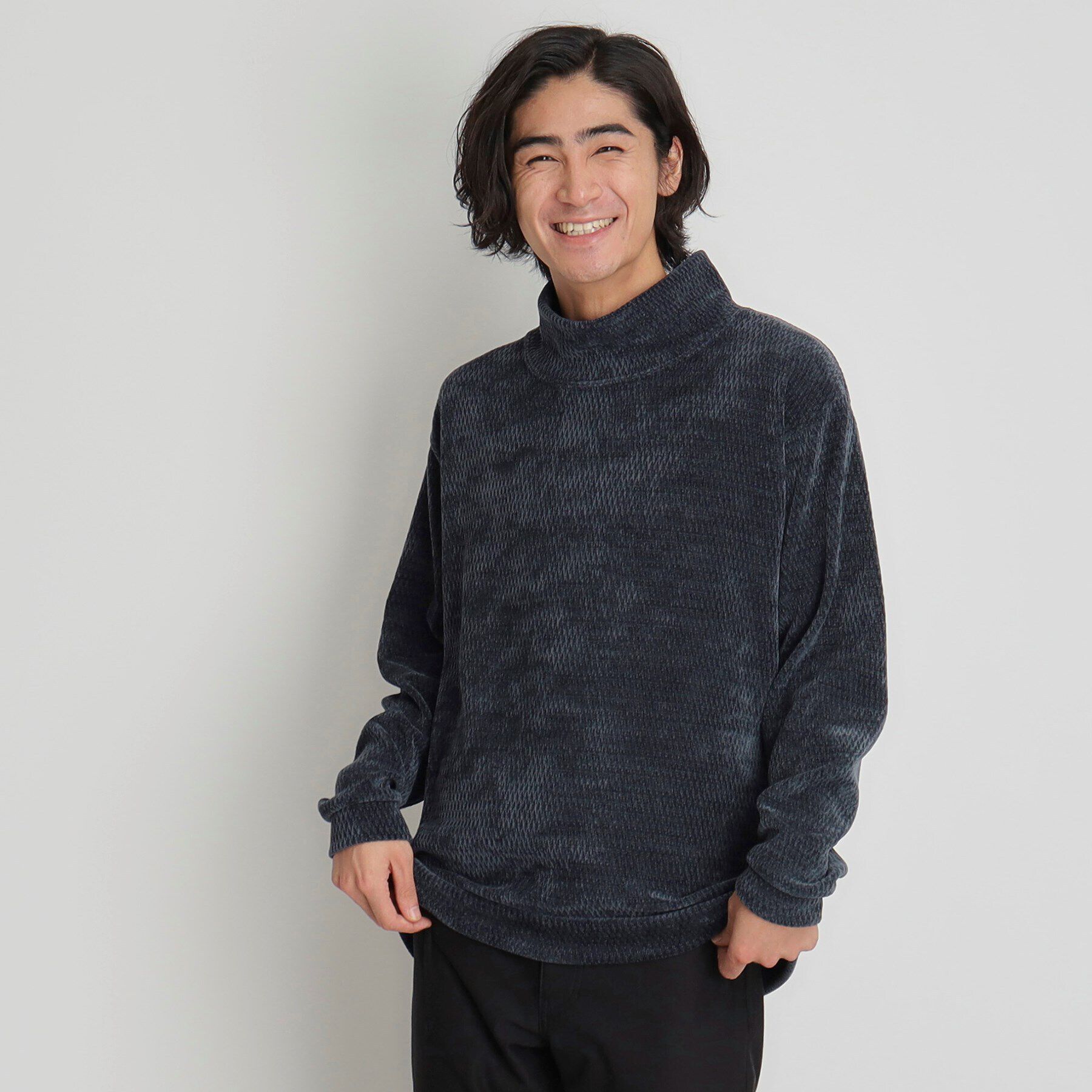 THE SHOP TK「シェニールハイネックプルオーバー」|Tシャツ・カットソー|ネイビー(094)