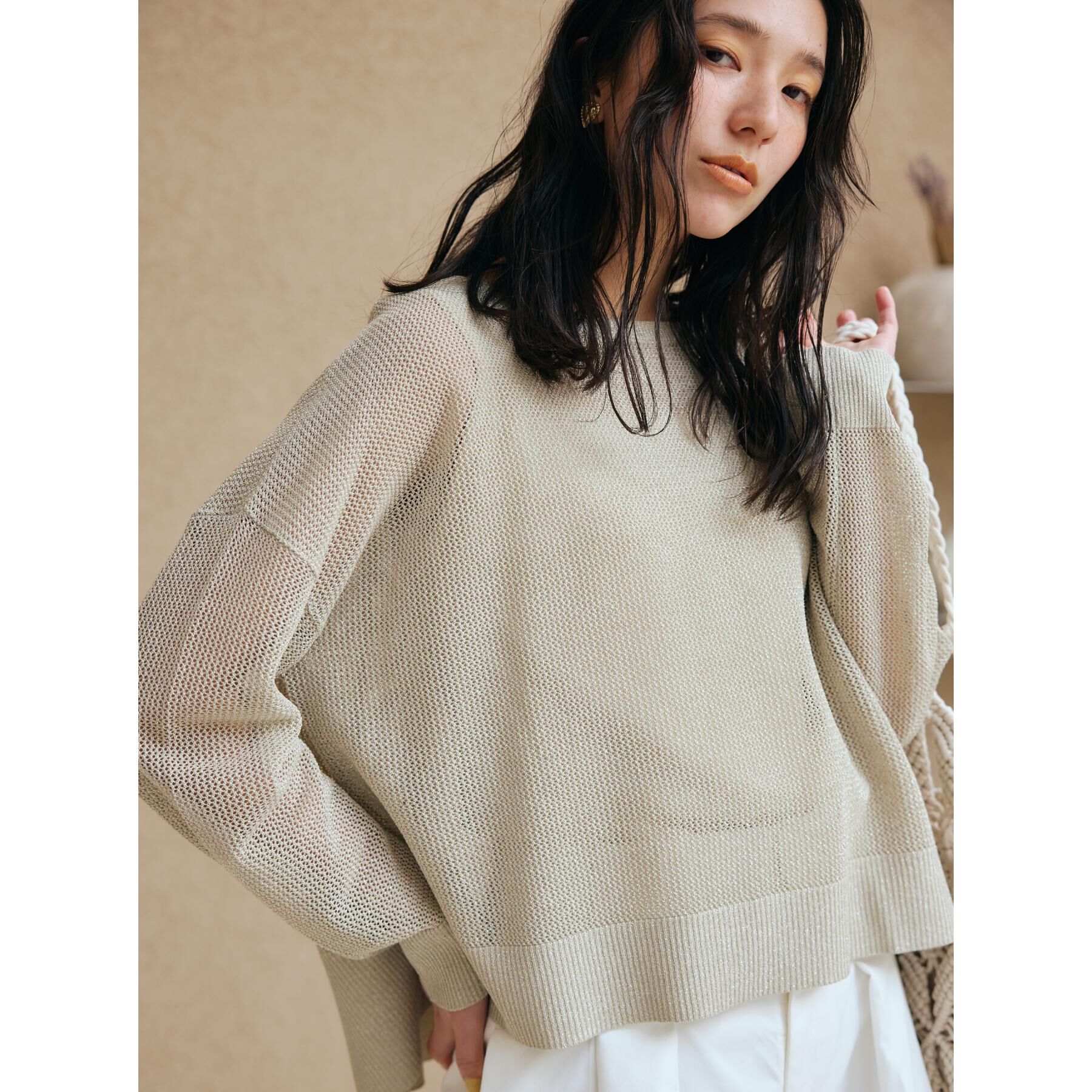 THE SHOP TK「ラメメッシュニット」|ニット・セーター|