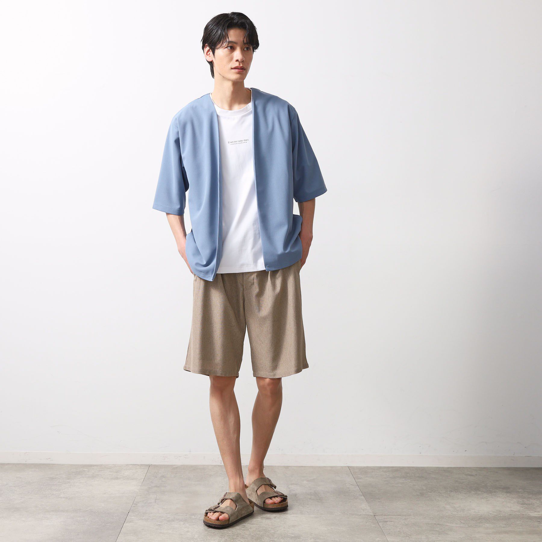 THE SHOP TK「梨地アンサンブルカーディガン　五分袖カーディガン＋半袖Tシャツセット/マシンウォッシャブル」|カーディガン|