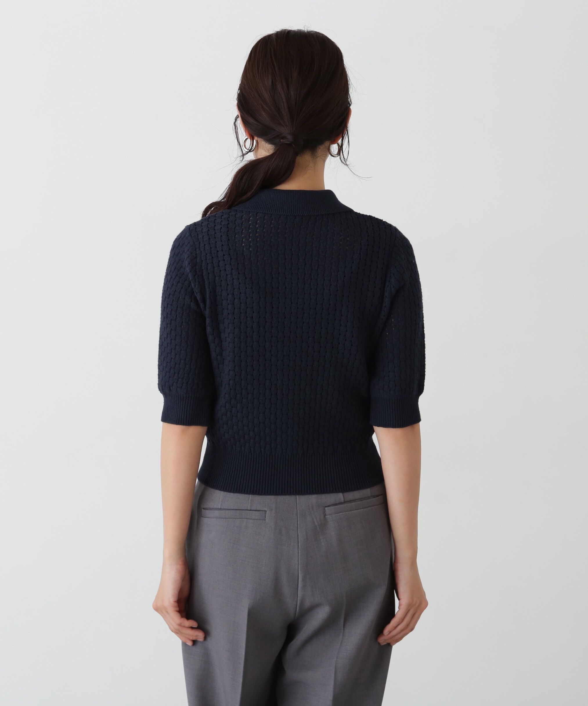  「バスケット編みポロカーディガン」|ニット・セーター|