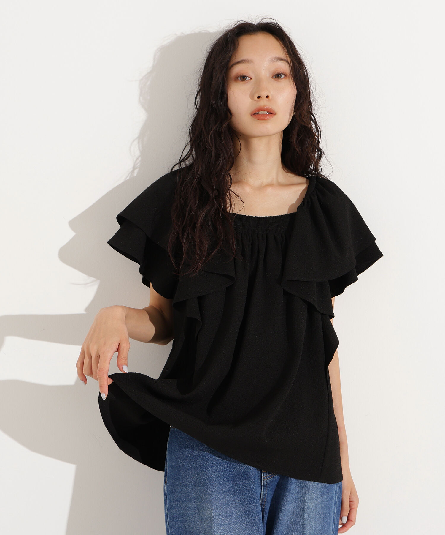  「ドビーフリルブラウス」|シャツ・ブラウス|