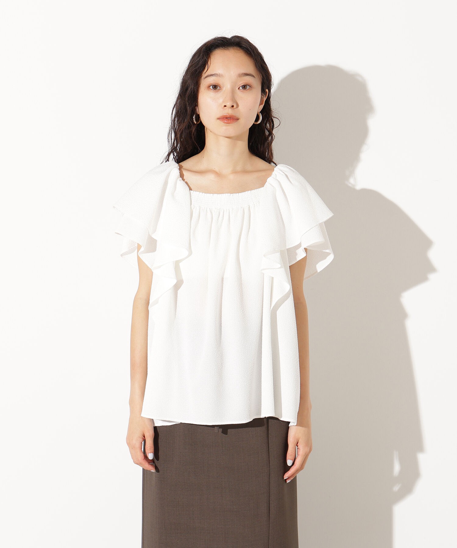  「ドビーフリルブラウス」|シャツ・ブラウス|