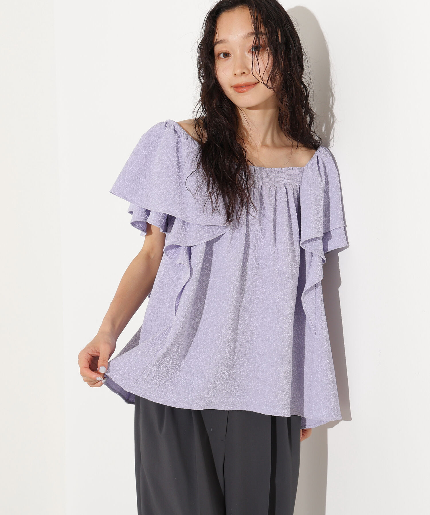  「ドビーフリルブラウス」|シャツ・ブラウス|