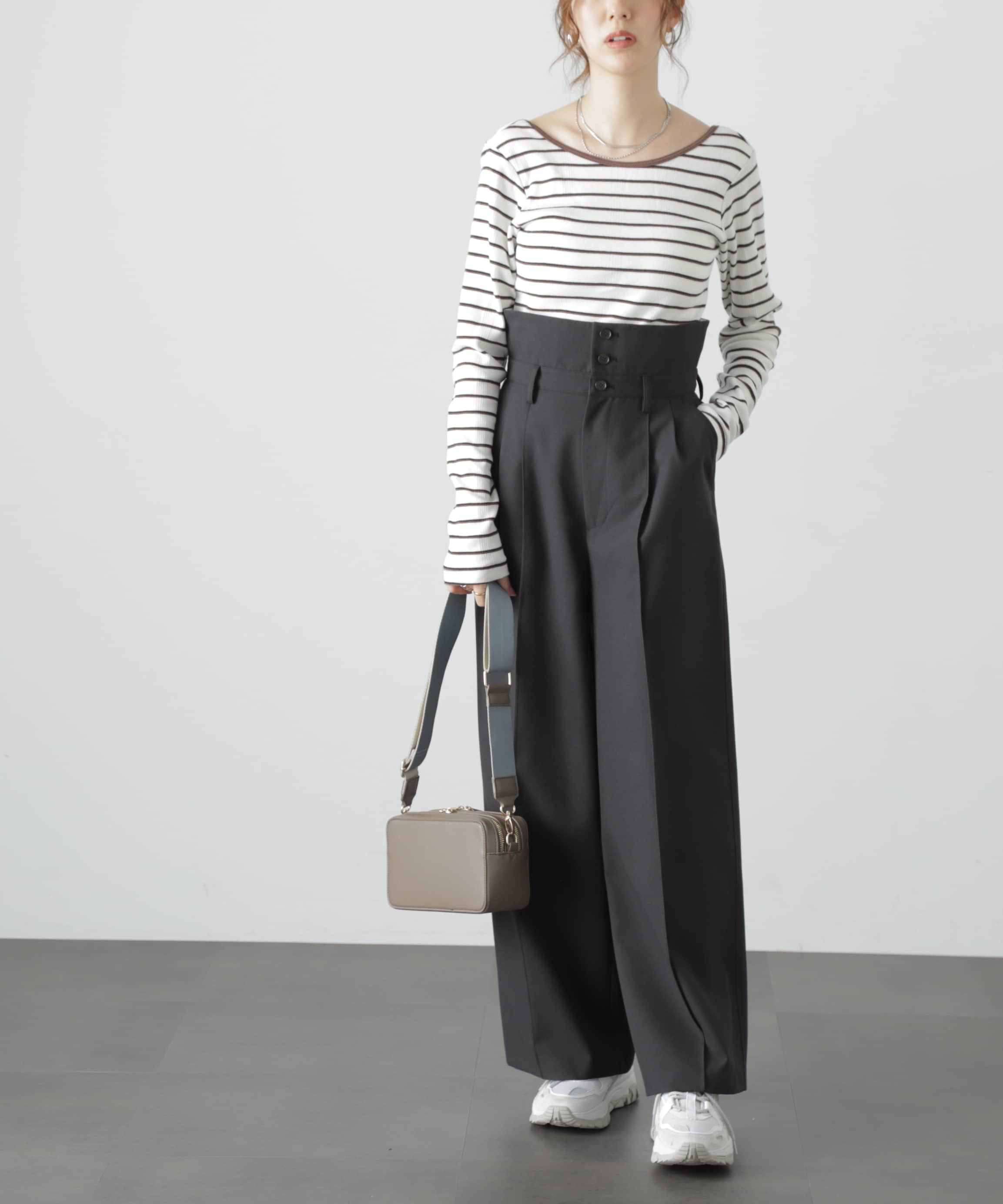  「Millerカップ付きボーダーロングＴシャツ」|Tシャツ・カットソー|