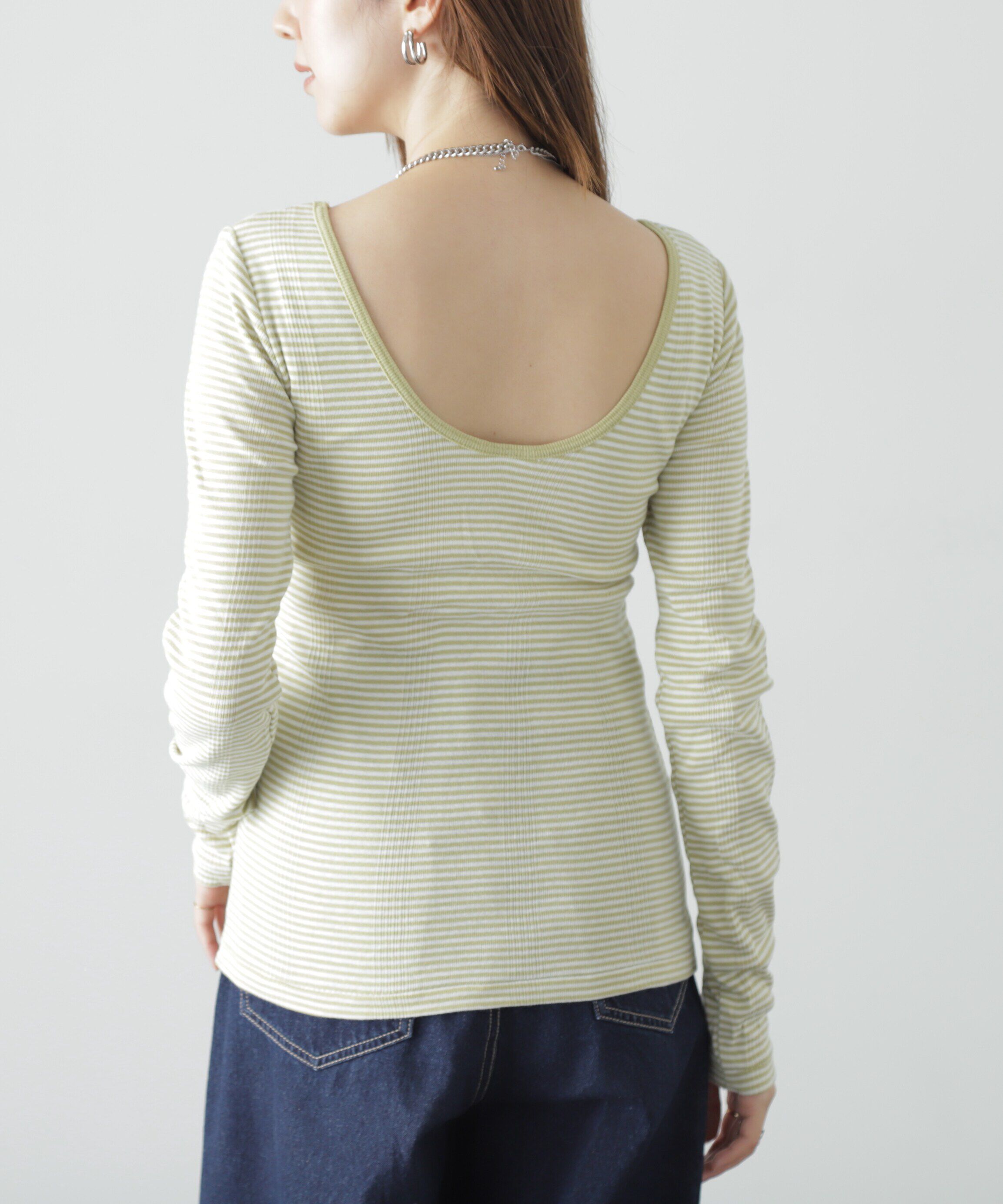  「Millerカップ付きボーダーロングＴシャツ」|Tシャツ・カットソー|