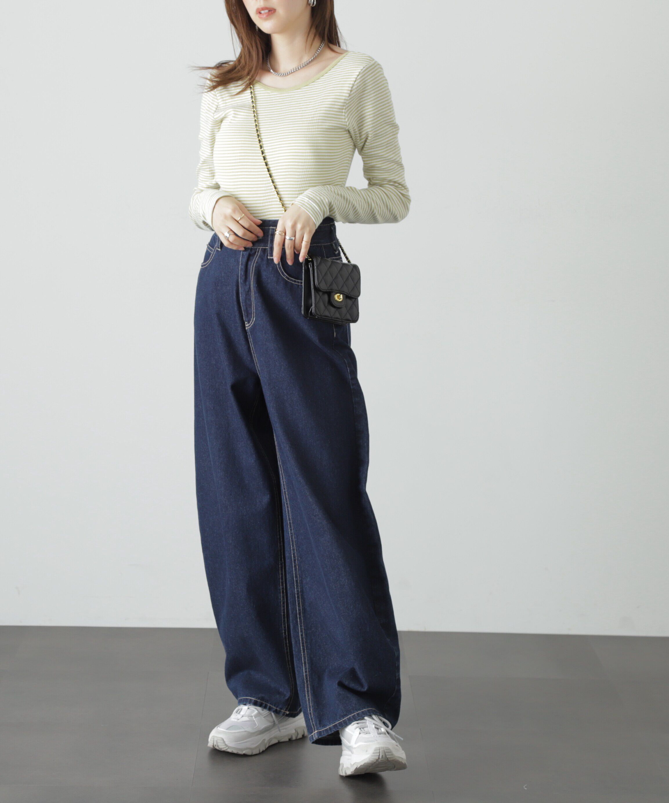  「Millerカップ付きボーダーロングＴシャツ」|Tシャツ・カットソー|