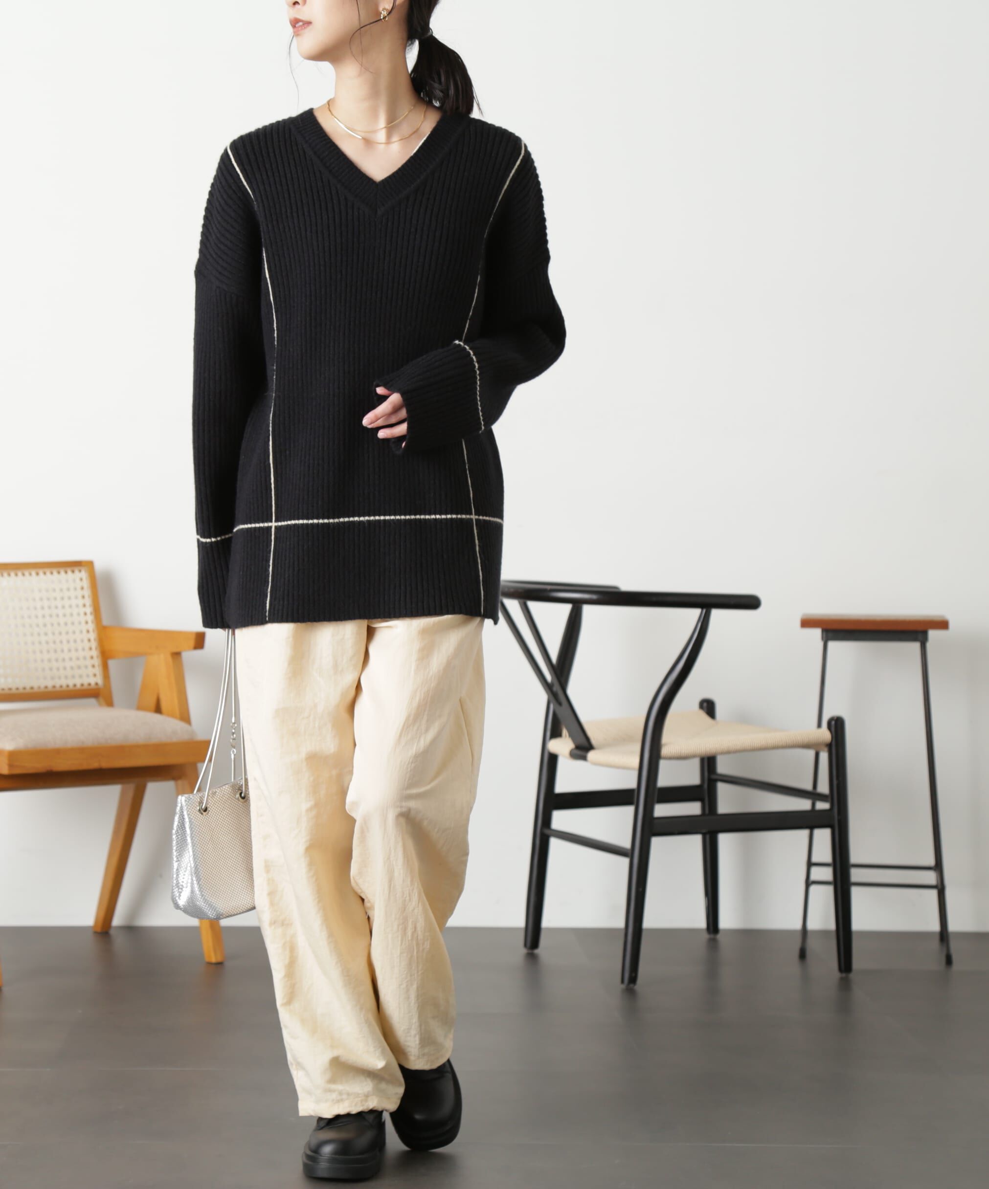  「2Wayネックウォーマー付きニット」|ニット・セーター|
