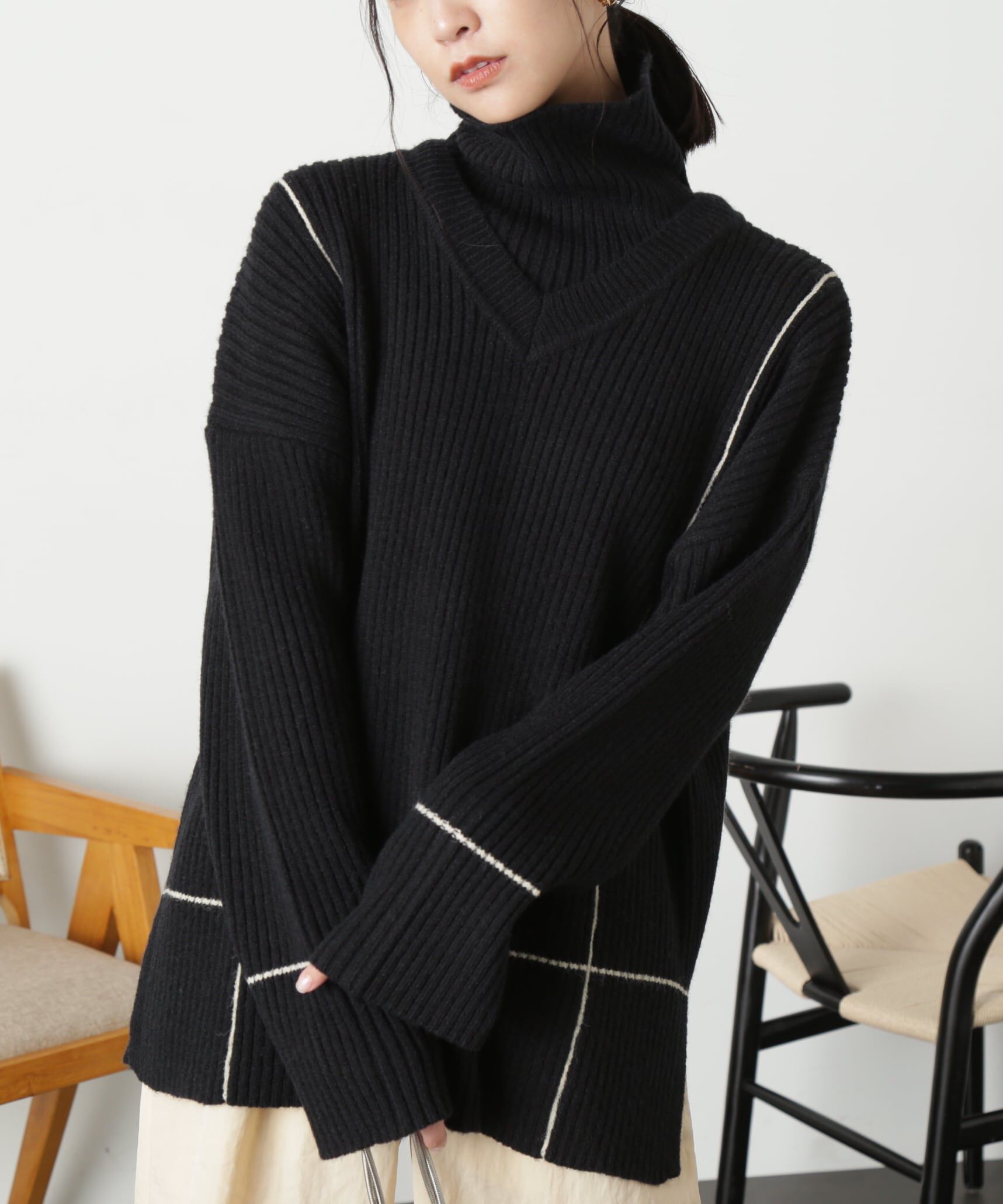  「2Wayネックウォーマー付きニット」|ニット・セーター|