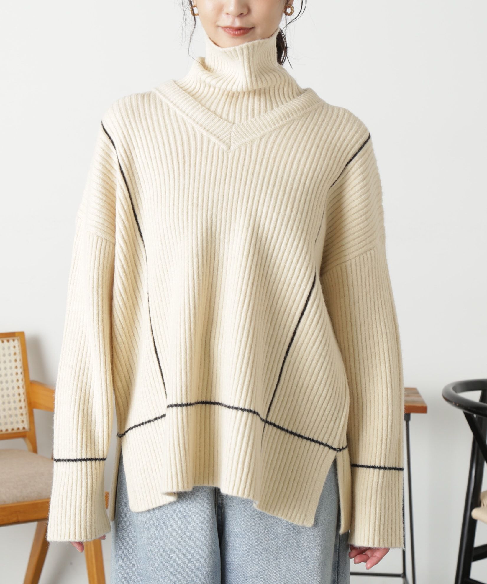  「2Wayネックウォーマー付きニット」|ニット・セーター|