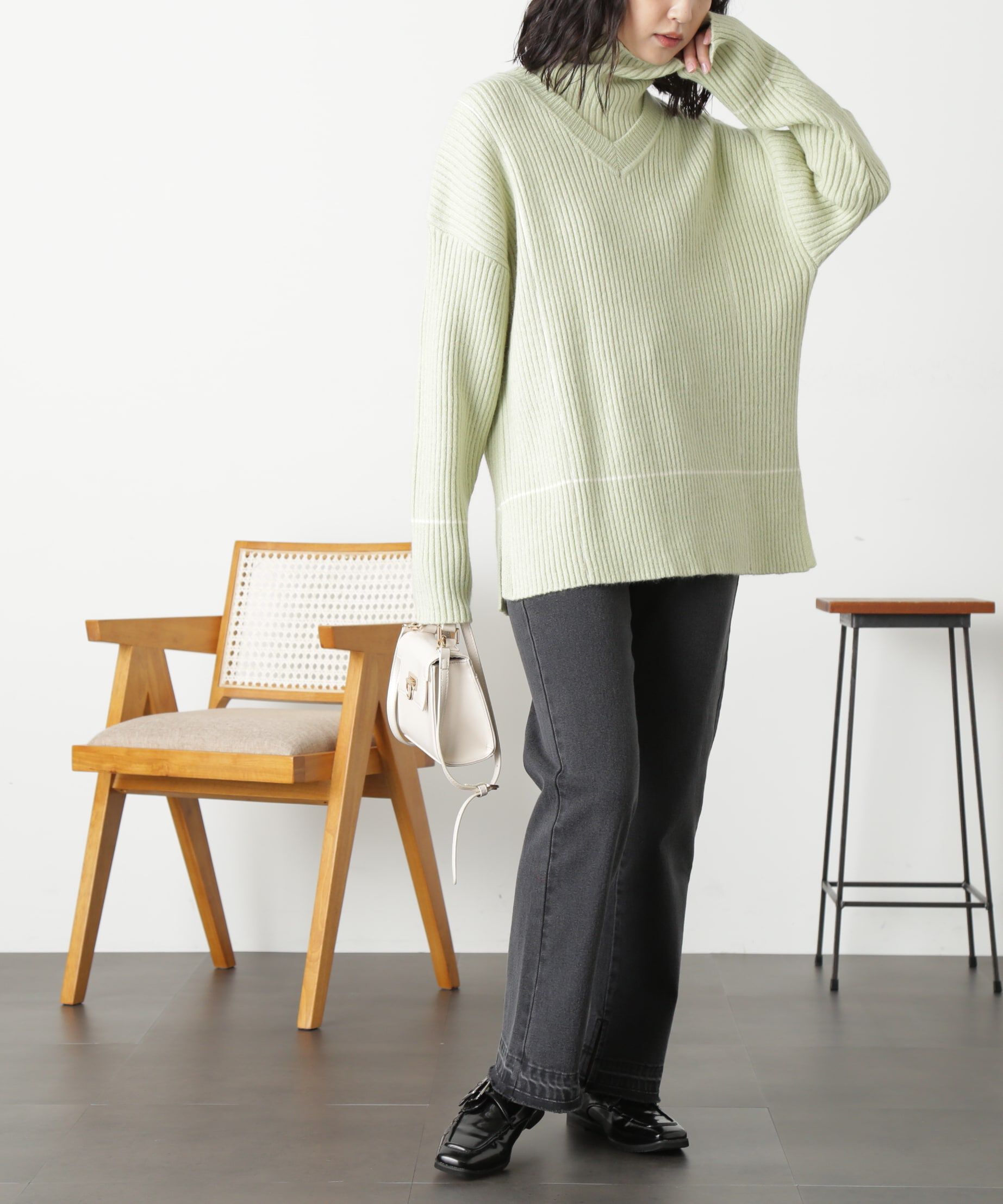  「2Wayネックウォーマー付きニット」|ニット・セーター|