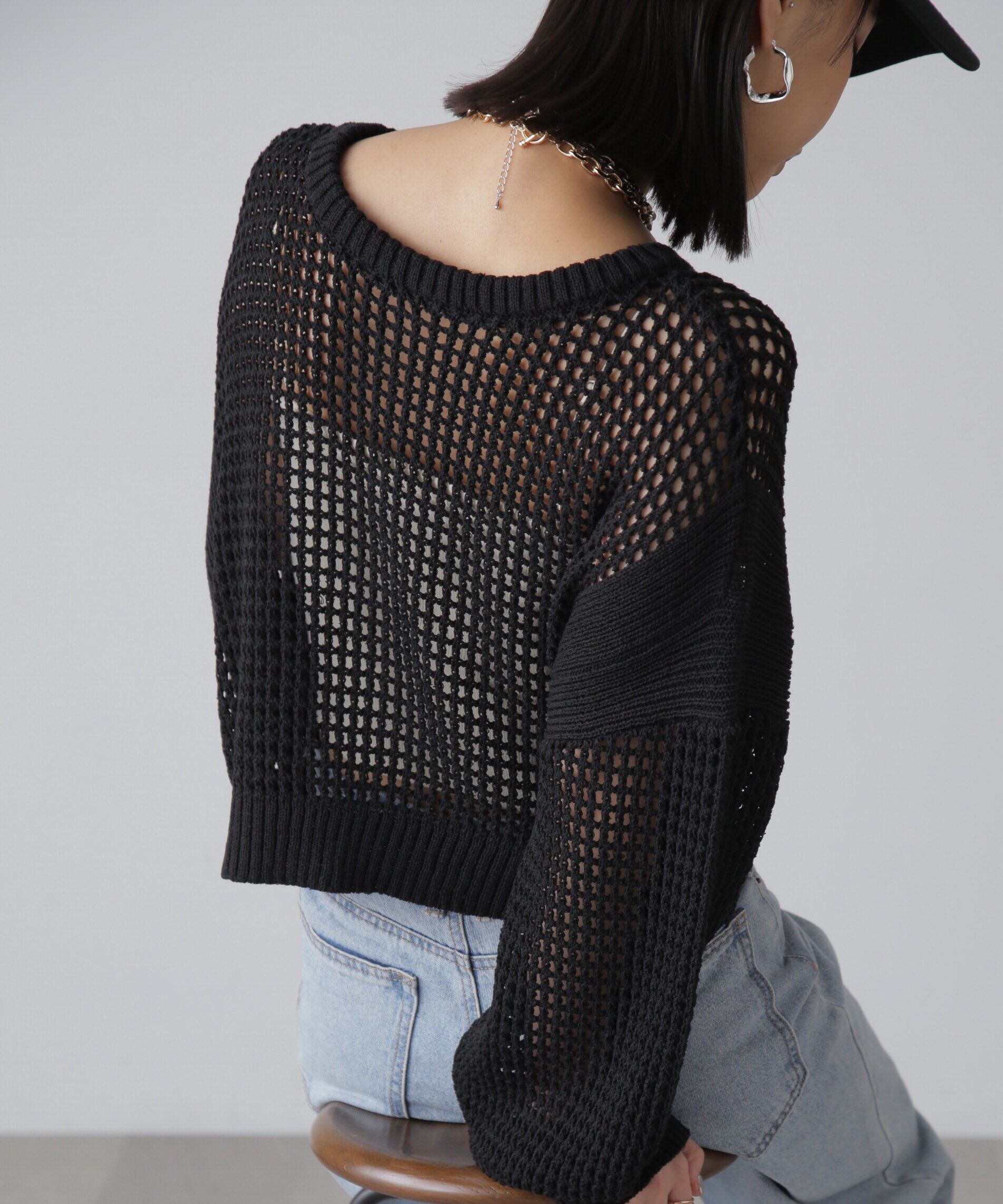  「前後2Wayメッシュニットカーディガン」|ニット・セーター|