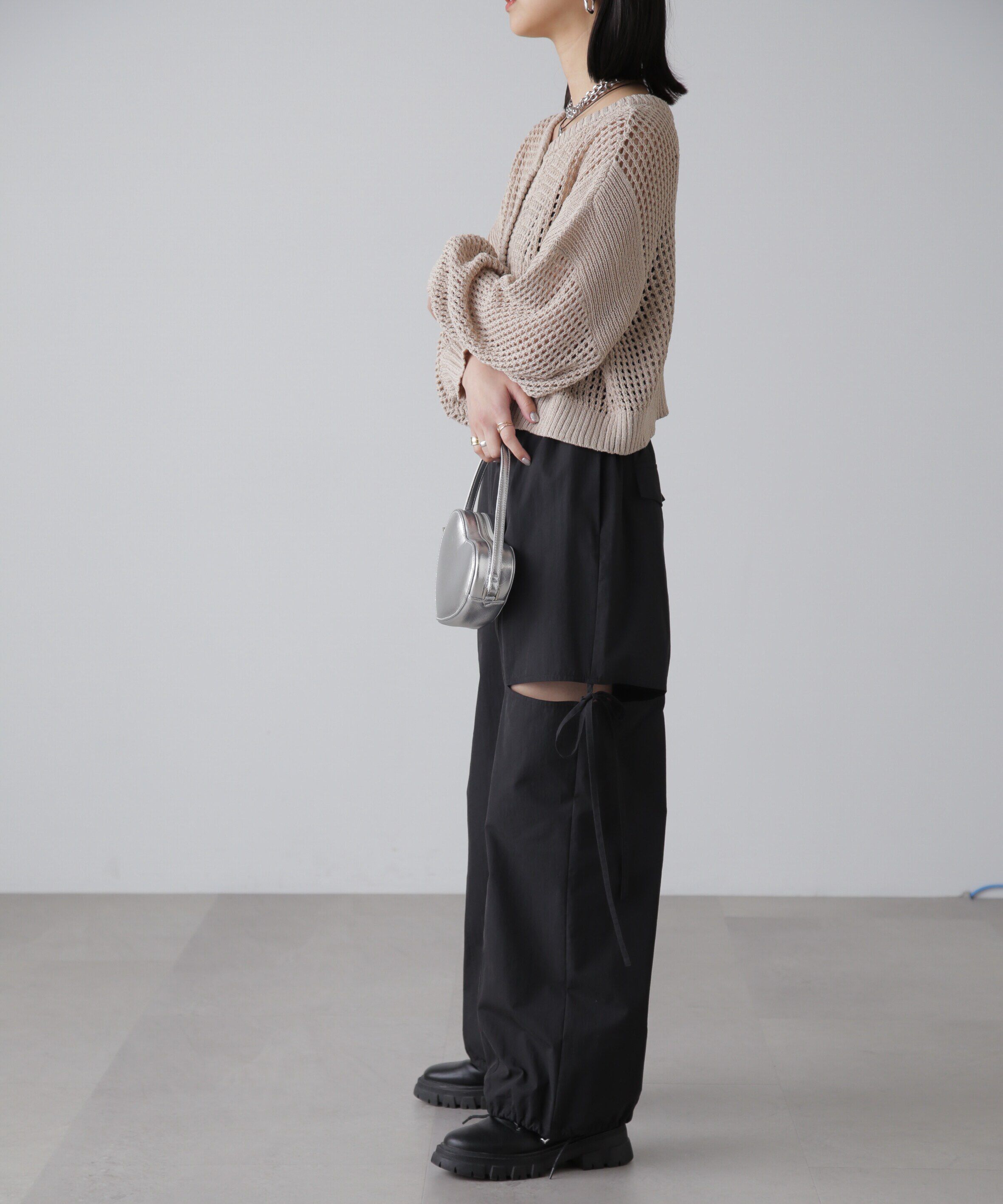  「前後2Wayメッシュニットカーディガン」|ニット・セーター|