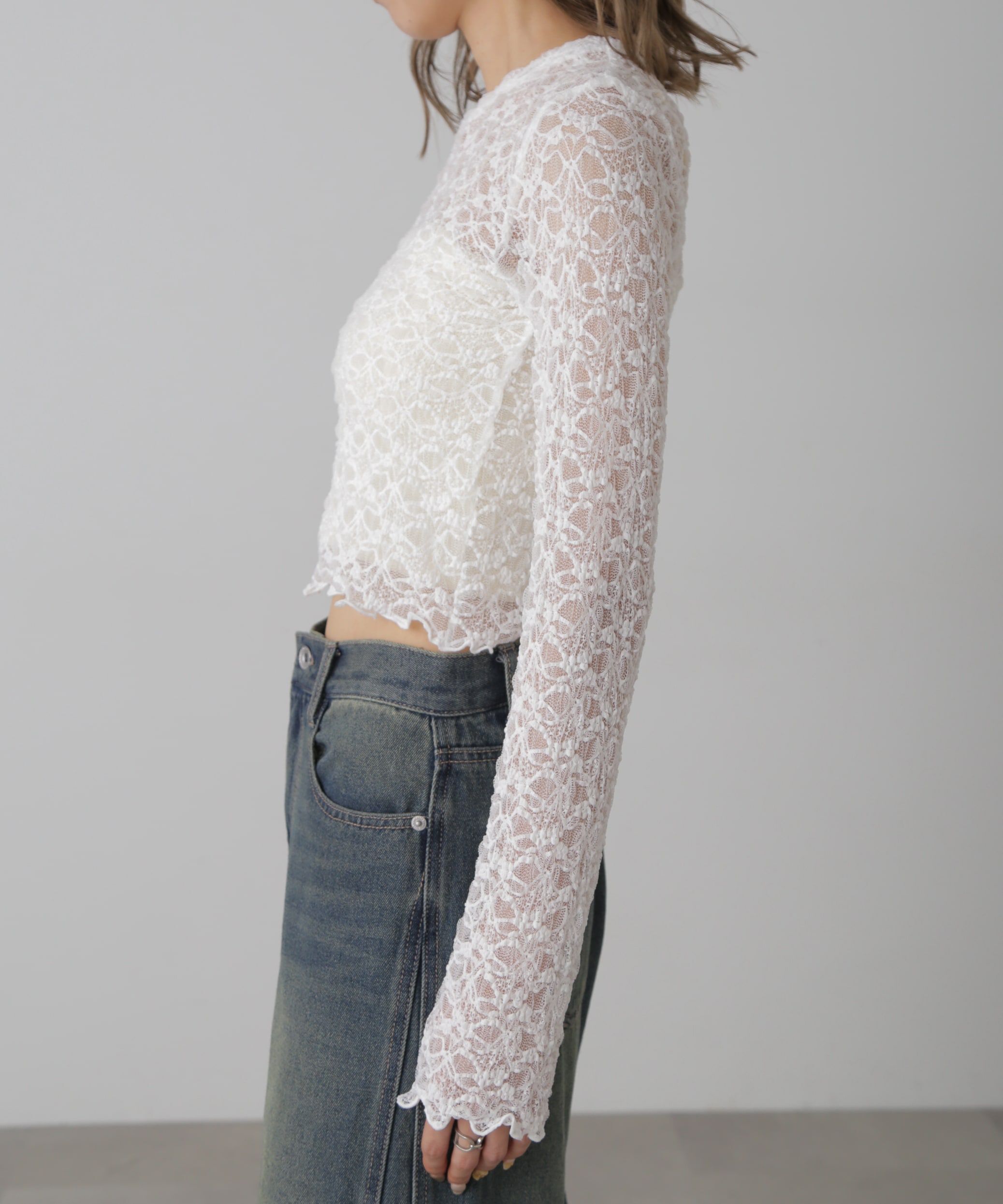  「ショート丈レーストップス」|Tシャツ・カットソー|