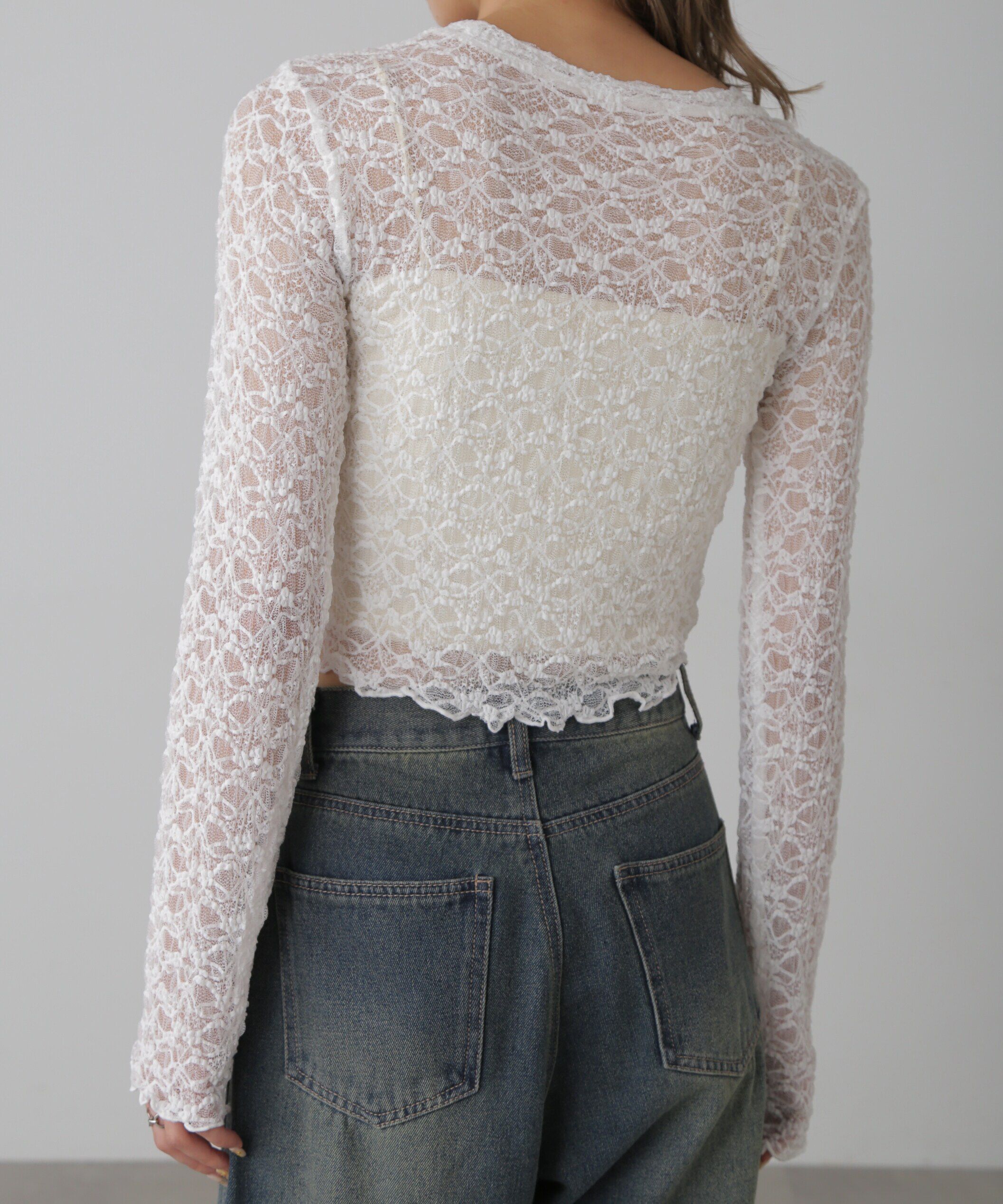  「ショート丈レーストップス」|Tシャツ・カットソー|