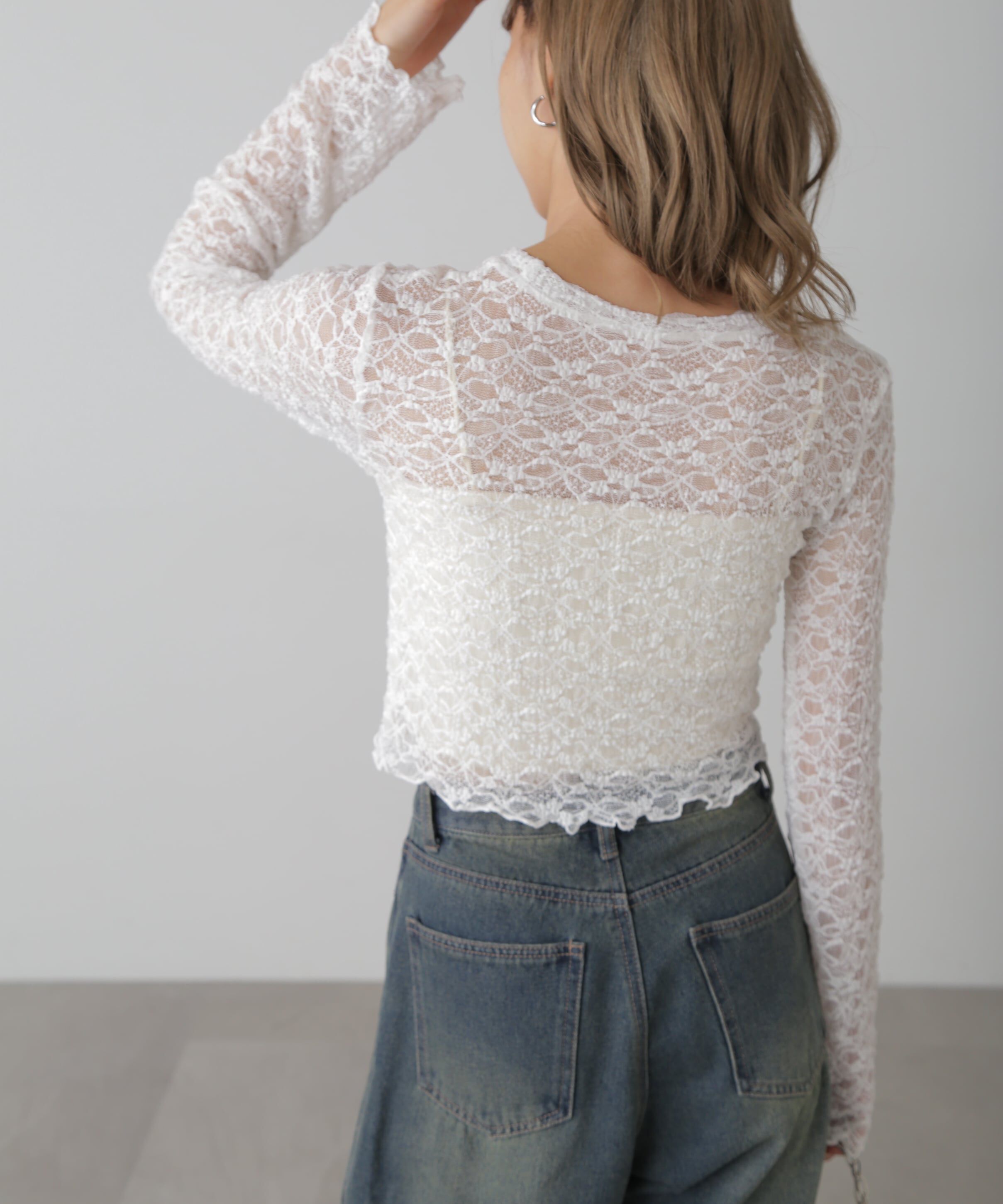  「ショート丈レーストップス」|Tシャツ・カットソー|