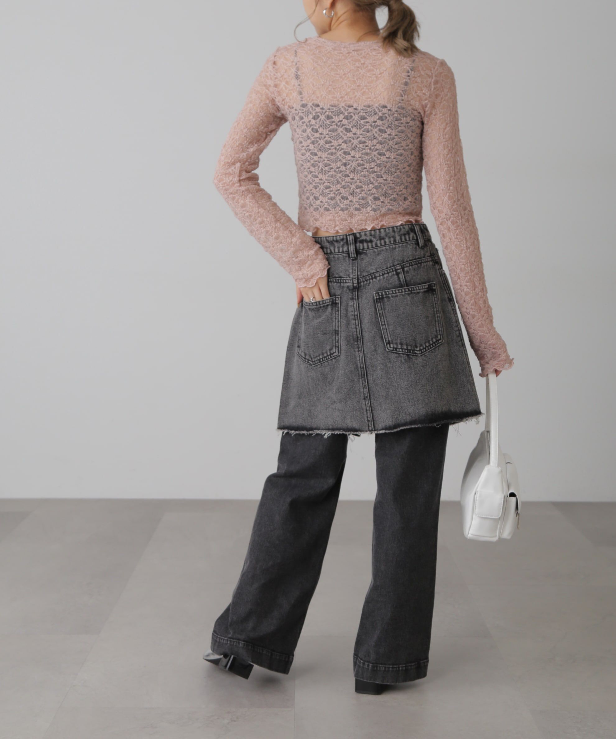  「ショート丈レーストップス」|Tシャツ・カットソー|