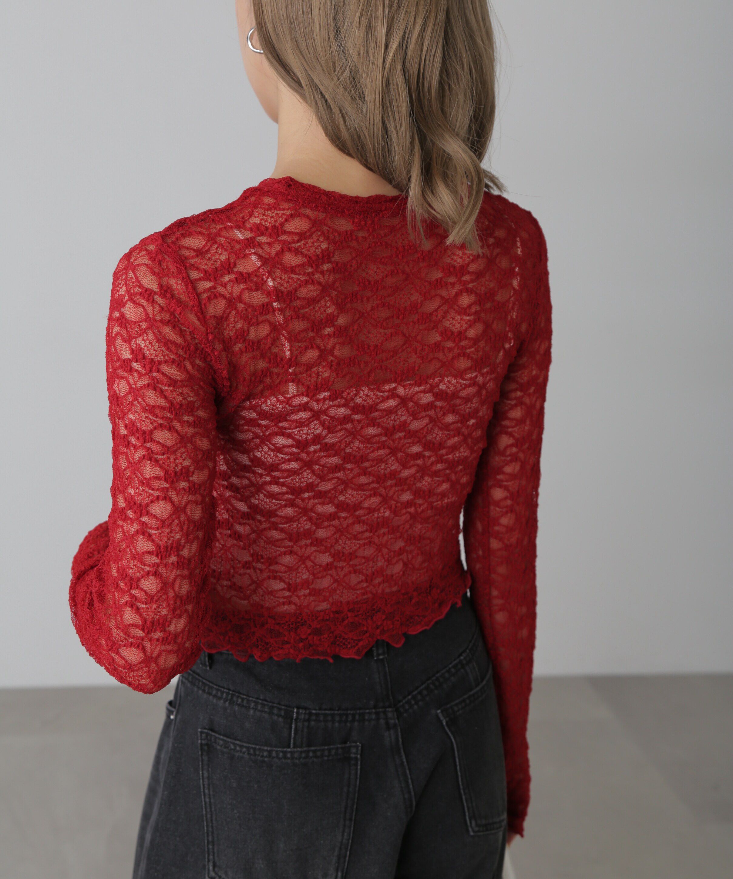  「ショート丈レーストップス」|Tシャツ・カットソー|