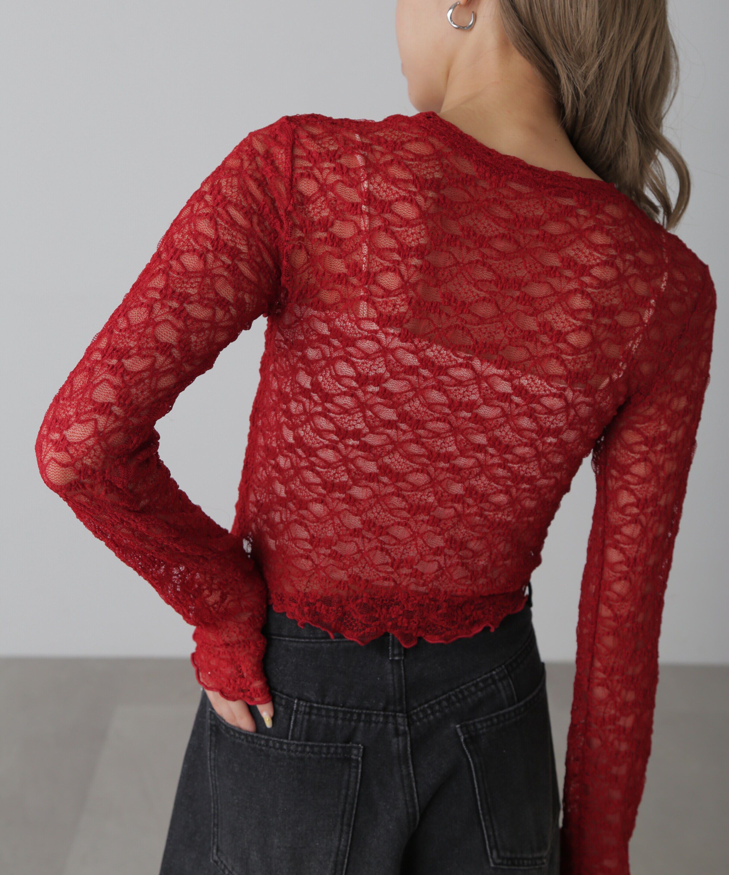  「ショート丈レーストップス」|Tシャツ・カットソー|