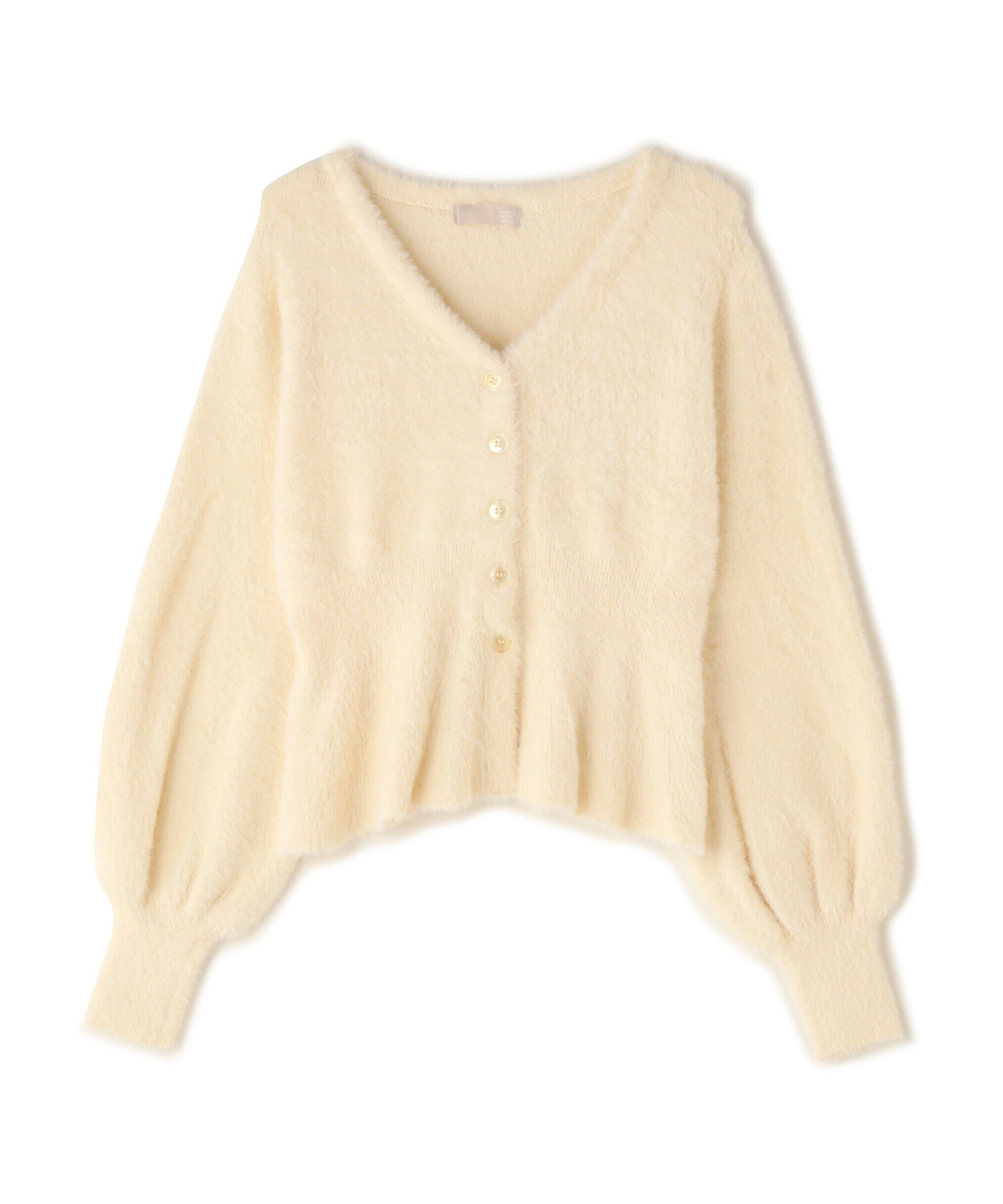  「ショートシャギーペプラムニットカーディガン」|ニット・セーター|