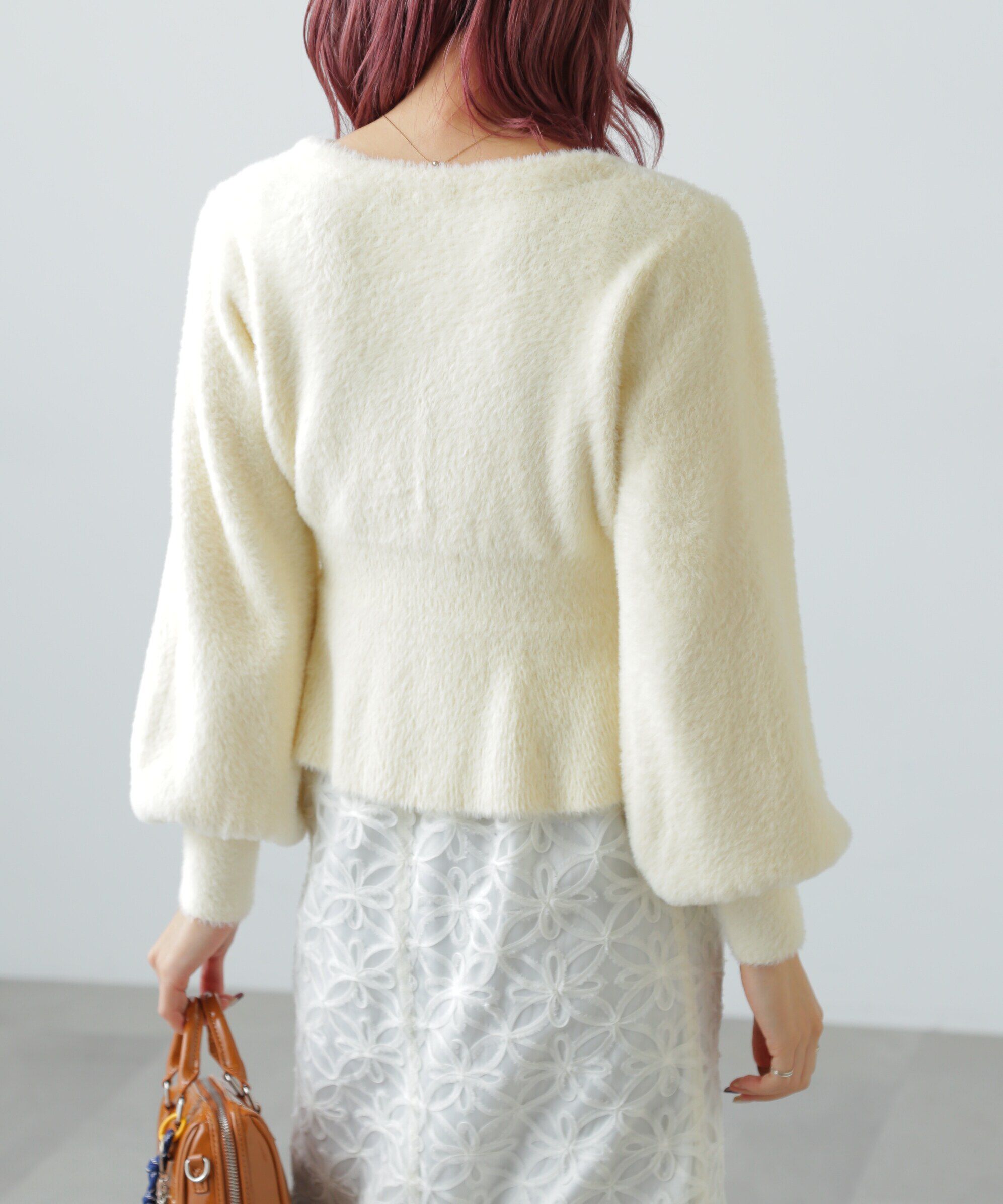  「ショートシャギーペプラムニットカーディガン」|ニット・セーター|