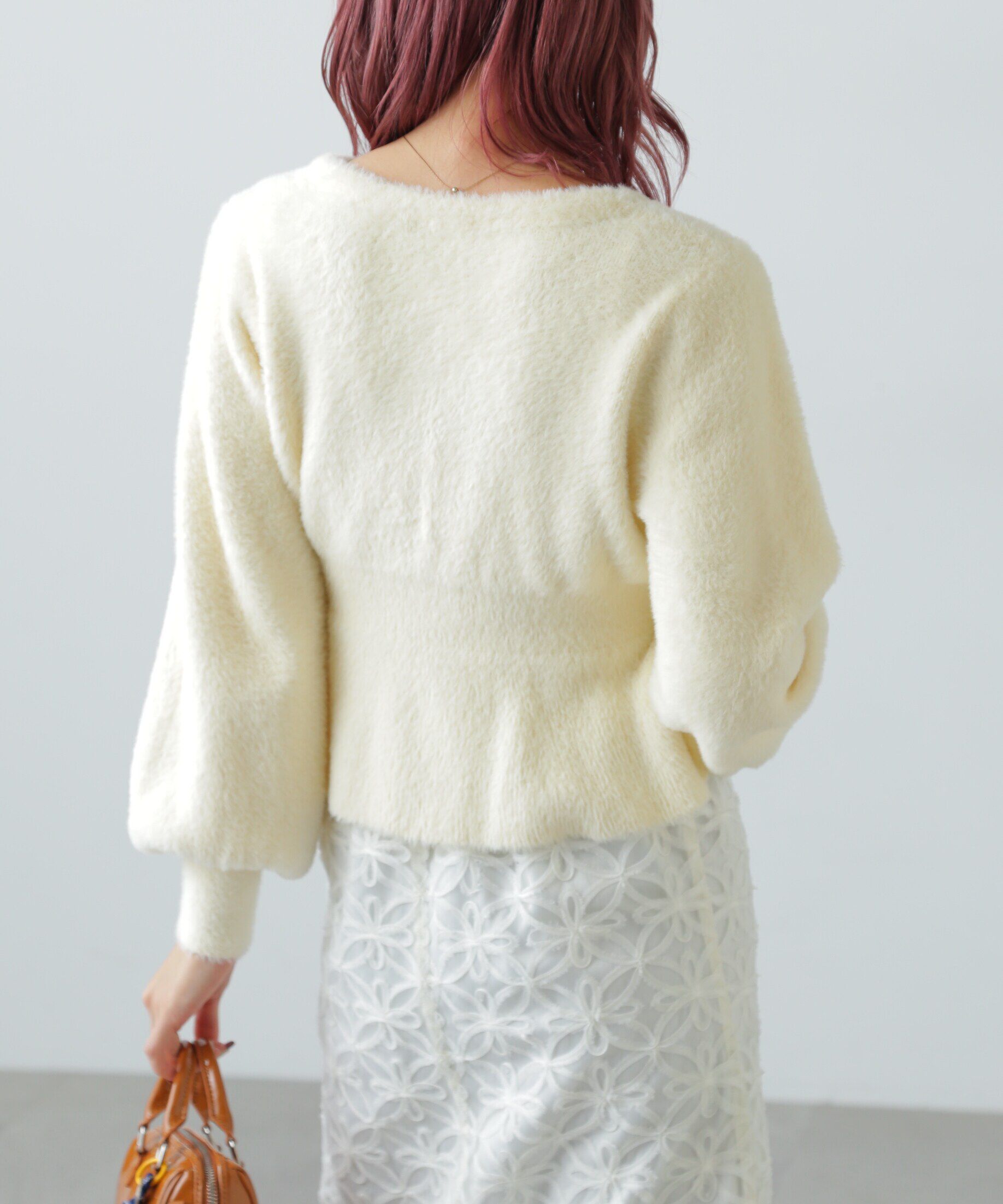  「ショートシャギーペプラムニットカーディガン」|ニット・セーター|