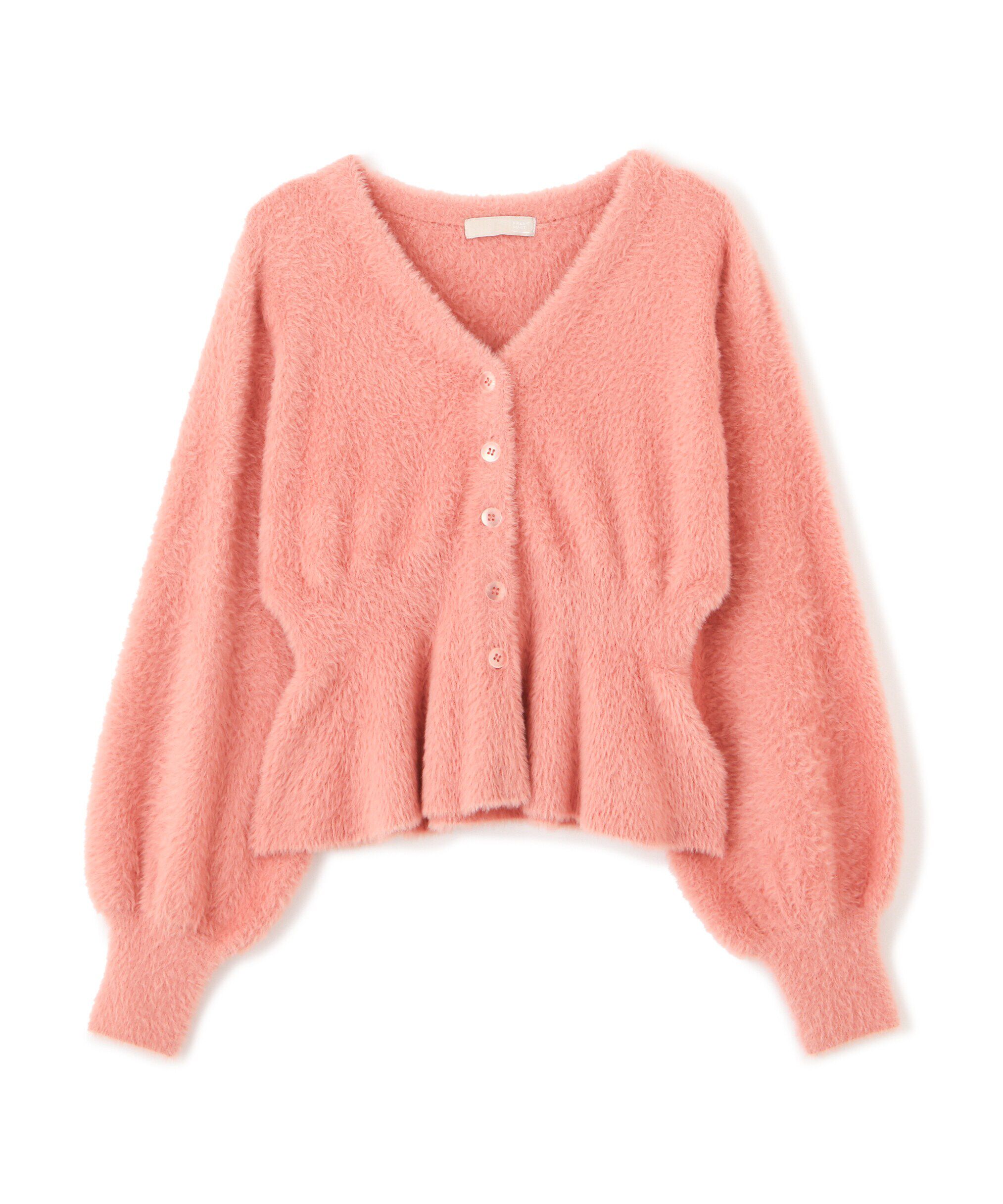  「ショートシャギーペプラムニットカーディガン」|ニット・セーター|