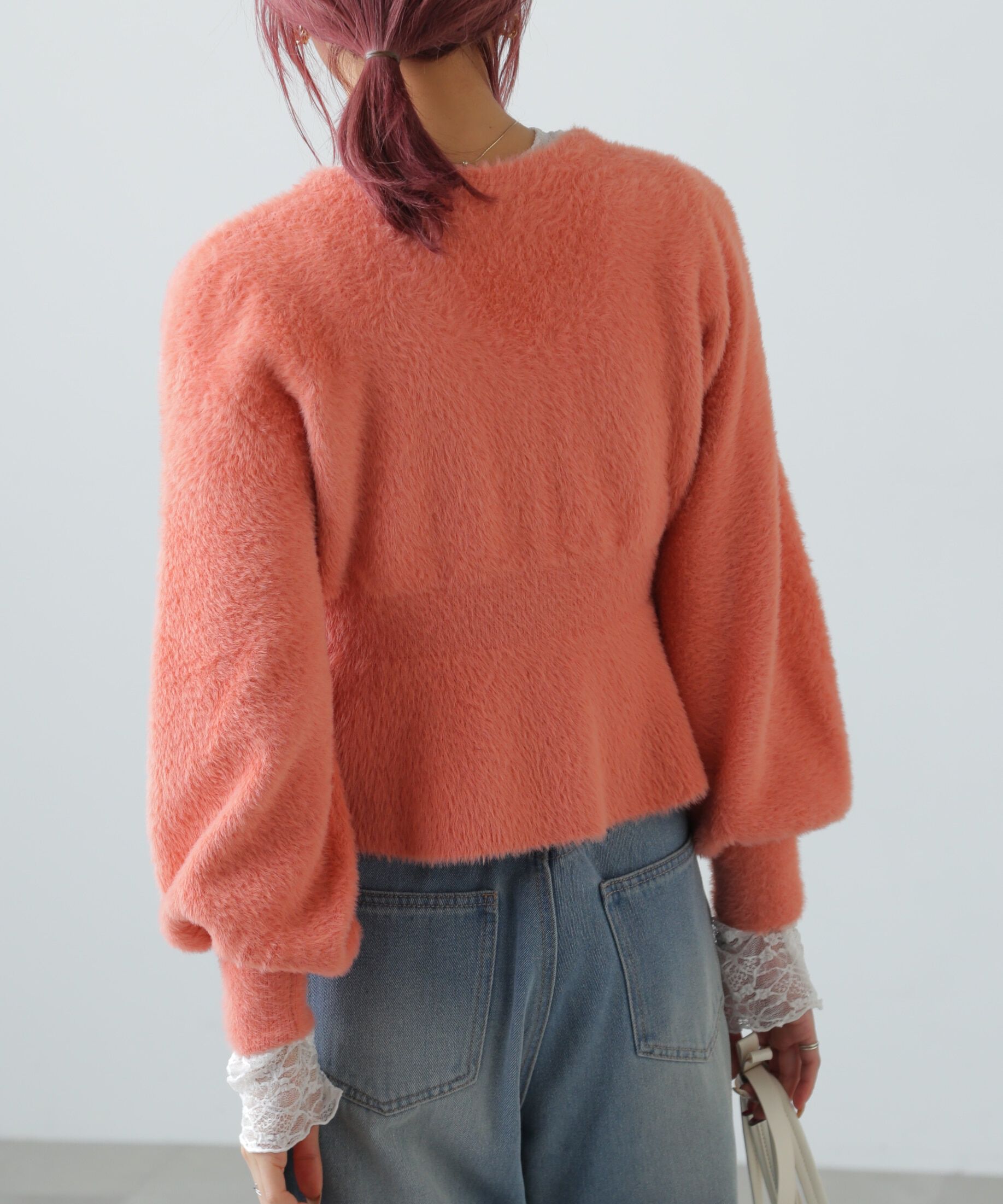  「ショートシャギーペプラムニットカーディガン」|ニット・セーター|