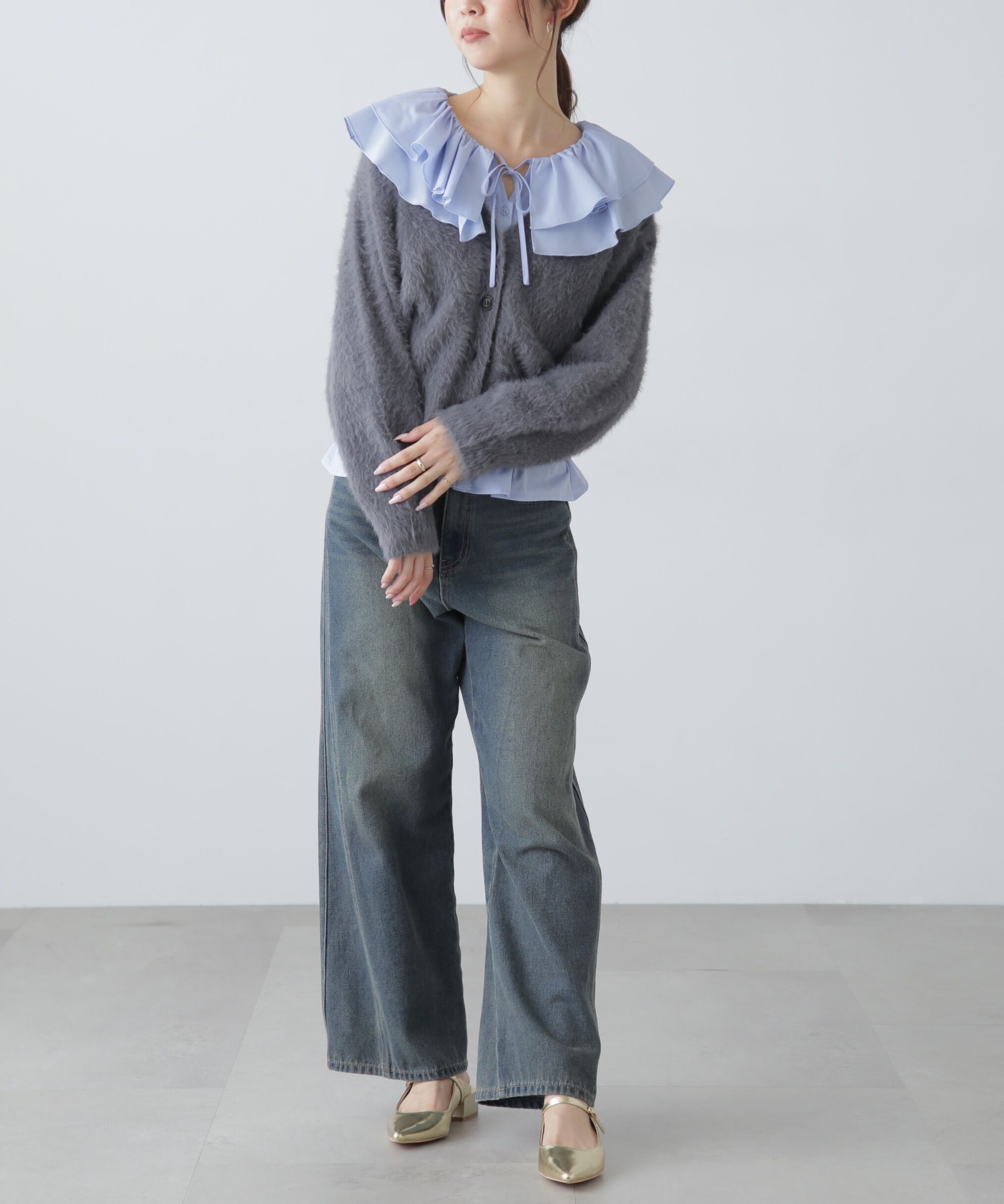  「Vネックシャギーカーディガン」|ニット・セーター|